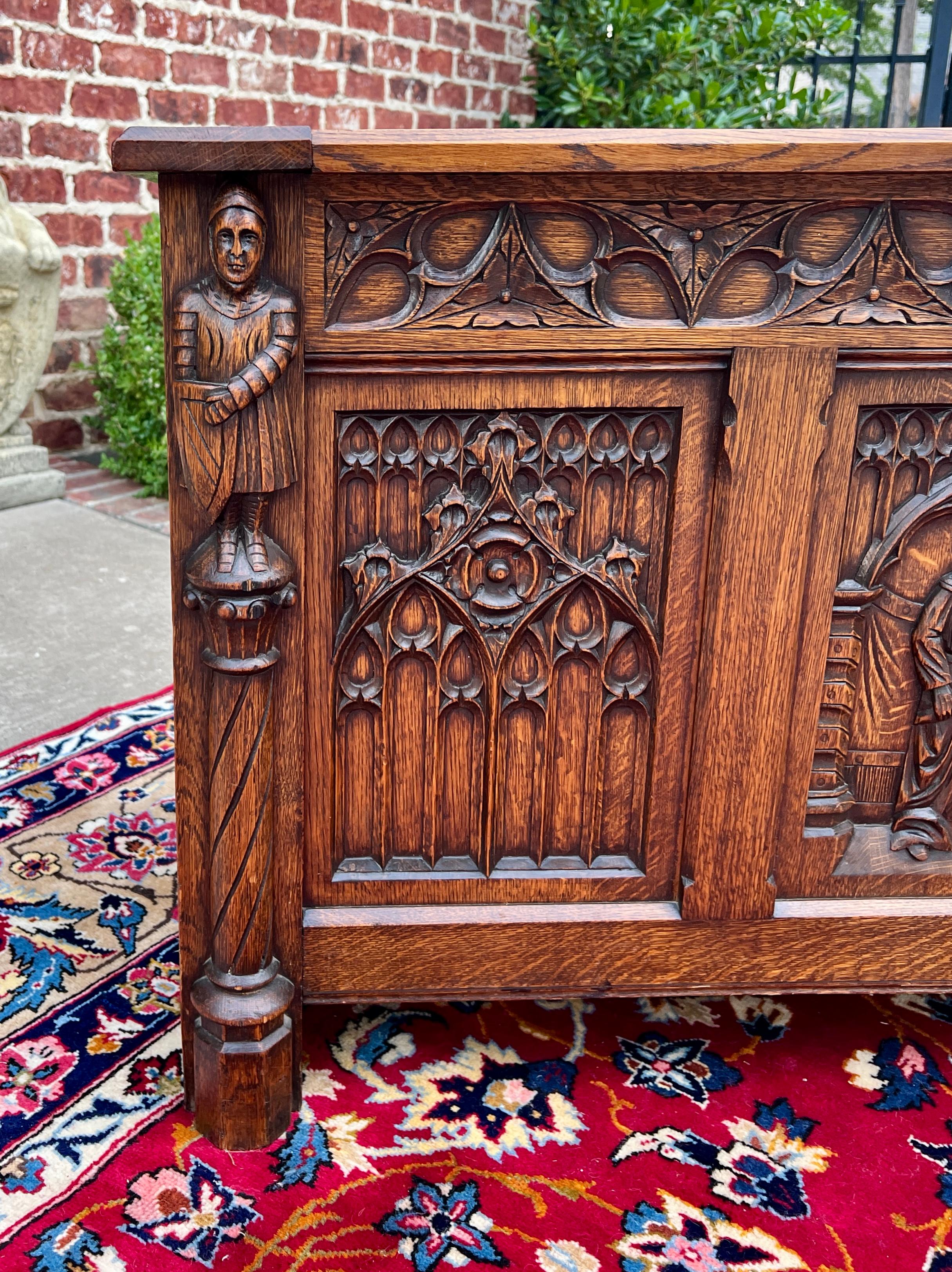 Antique French Trunk Chest Blanket Box Storage Coffer Gothic Revival c. 1920-30 1