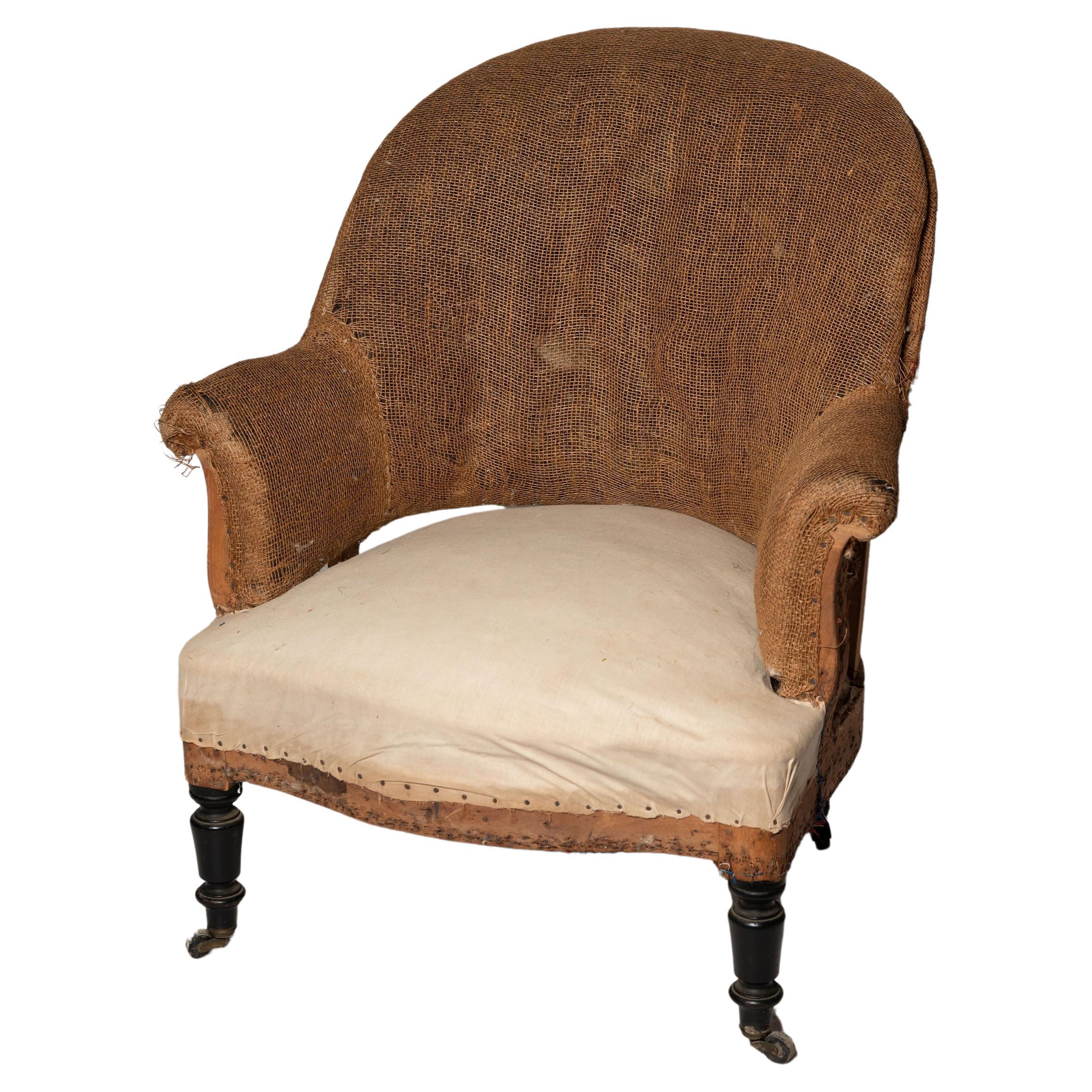 Antique French tub chair, for upholstery For Sale at 1stDibs