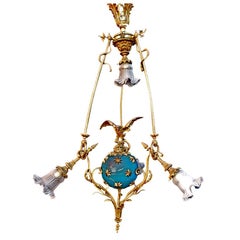 Antique French turn of the century bronze chandelier