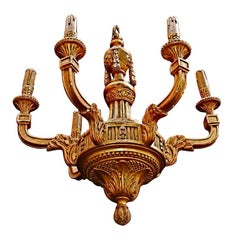Antique French turn of the Century  wood/gold leaf chandelier