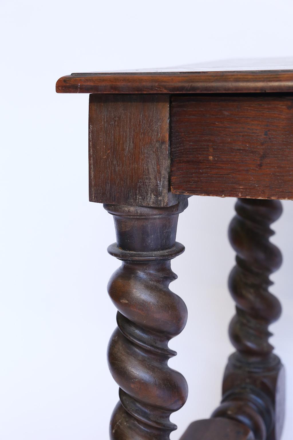 Wood Antique French Turned Leg Table