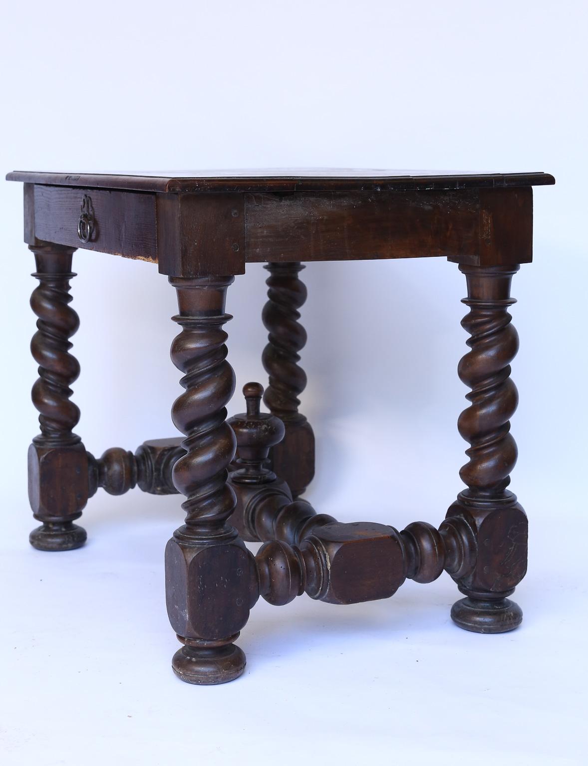 Antique French Turned Leg Table 1