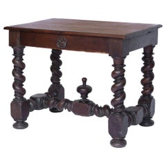 Antique French Turned Leg Table