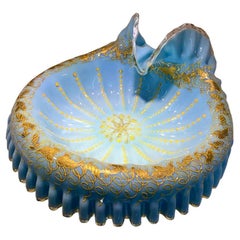 Antique French Turquoise Enamelled Opaline Dish, Plate, Bowl, 19th Century