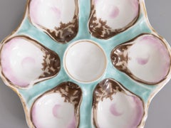 Antique French Turquoise Porcelain Oyster Plate, circa 1900