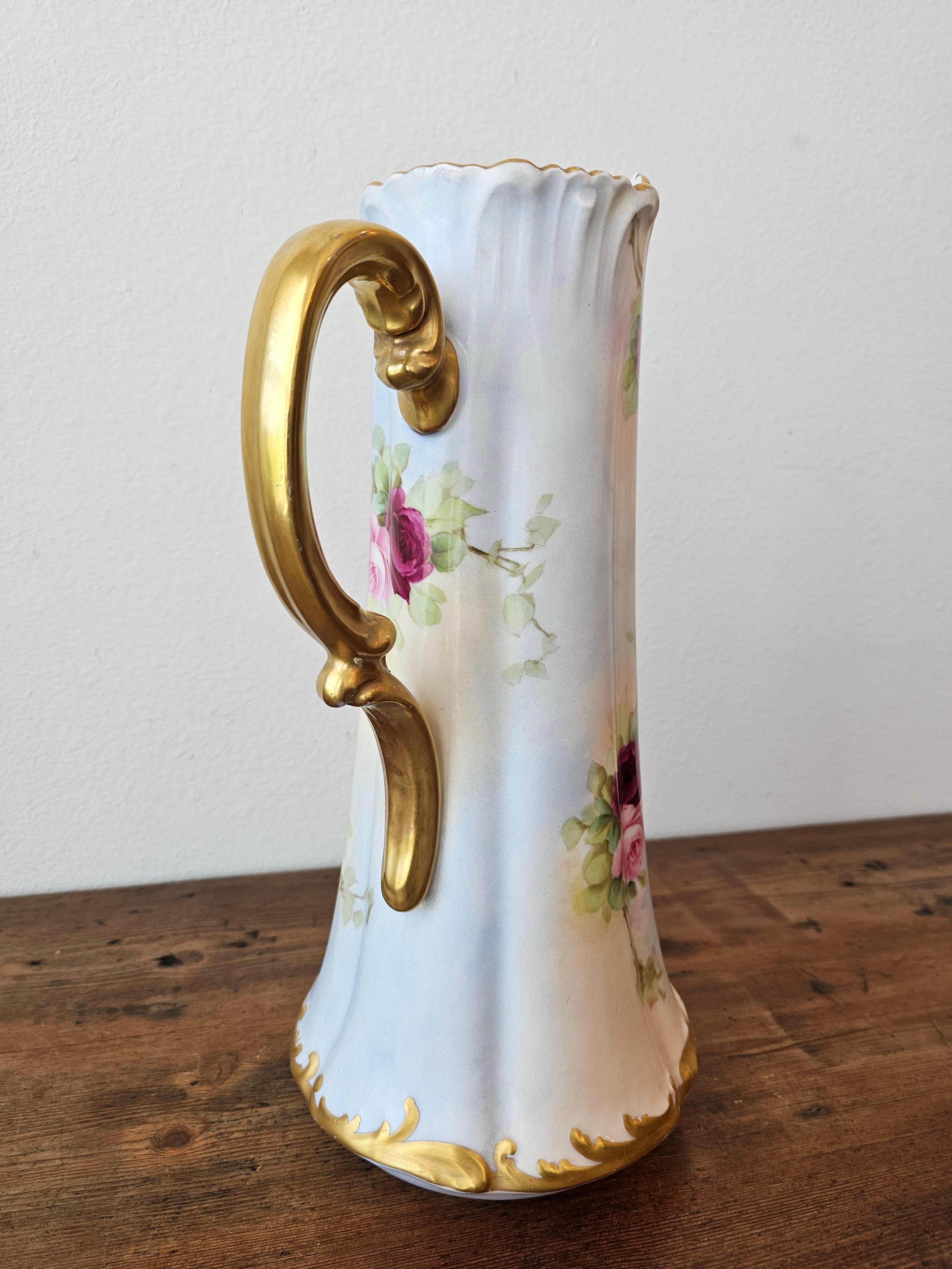 Antique French T&V Limoges Porcelain Painted Pitcher For Pitkin & Brooks Chicago in vendita 7