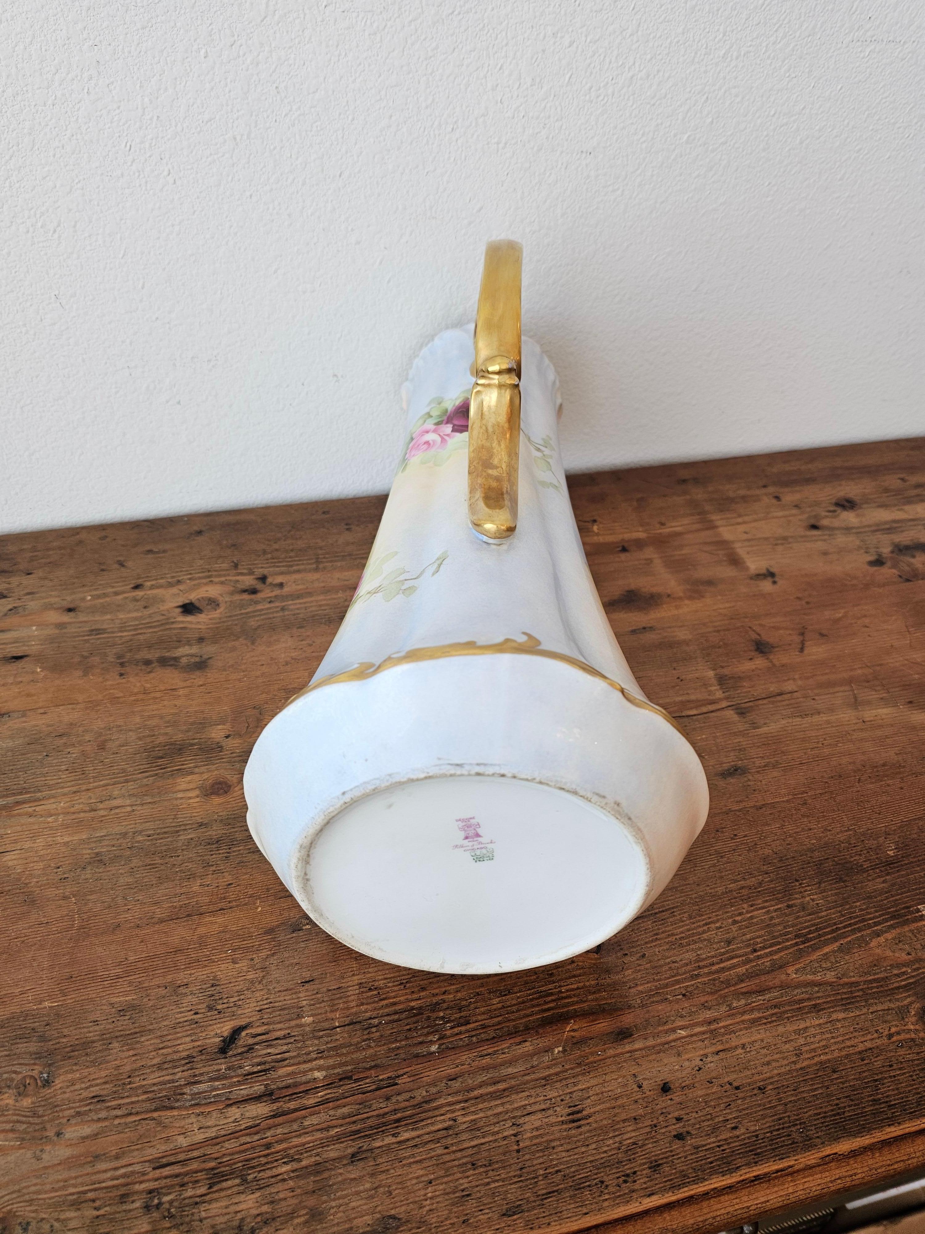 Antique French T&V Limoges Porcelain Painted Pitcher For Pitkin & Brooks Chicago in vendita 9