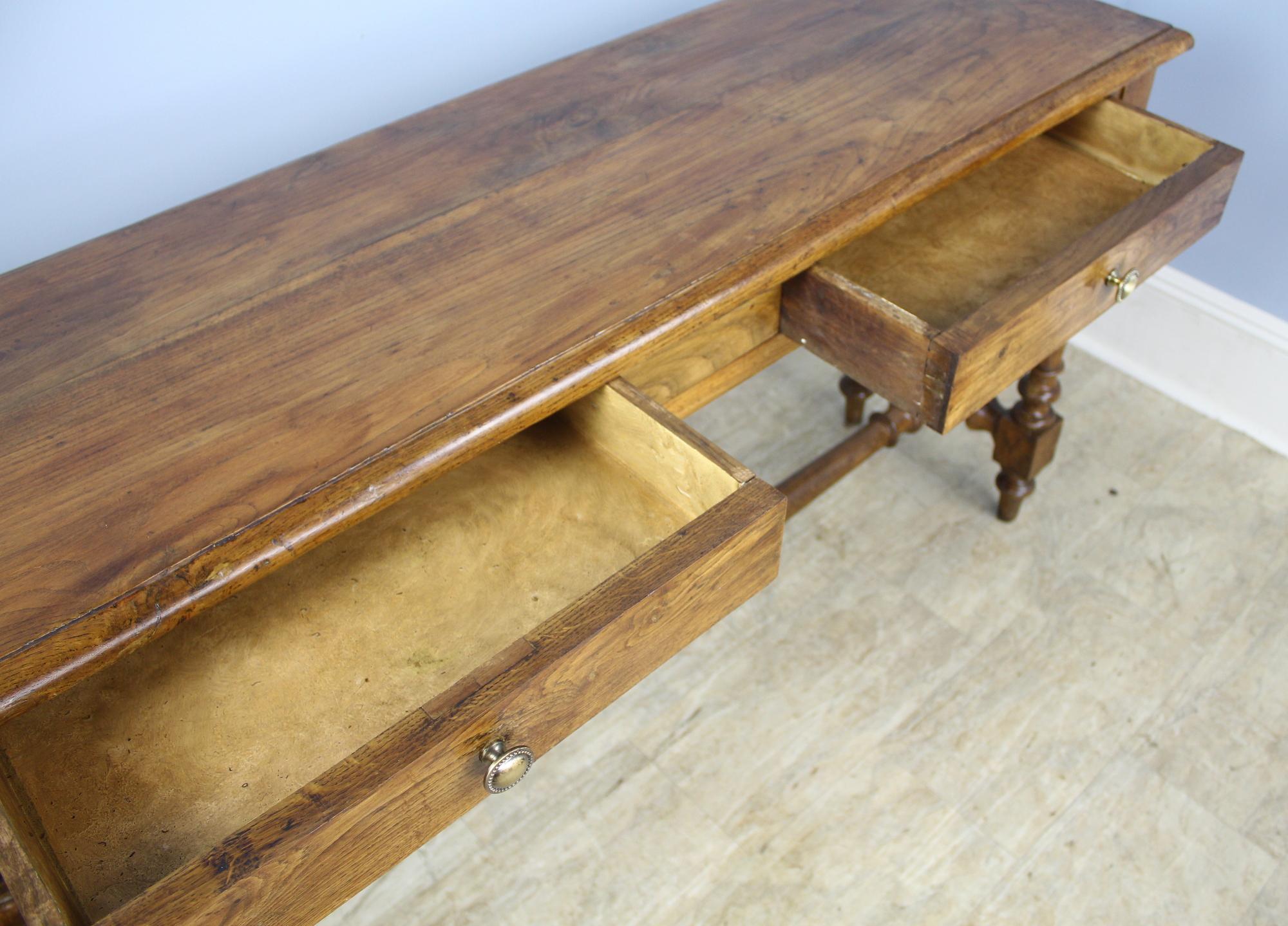 Antique French Two-Drawer Oak Server 3
