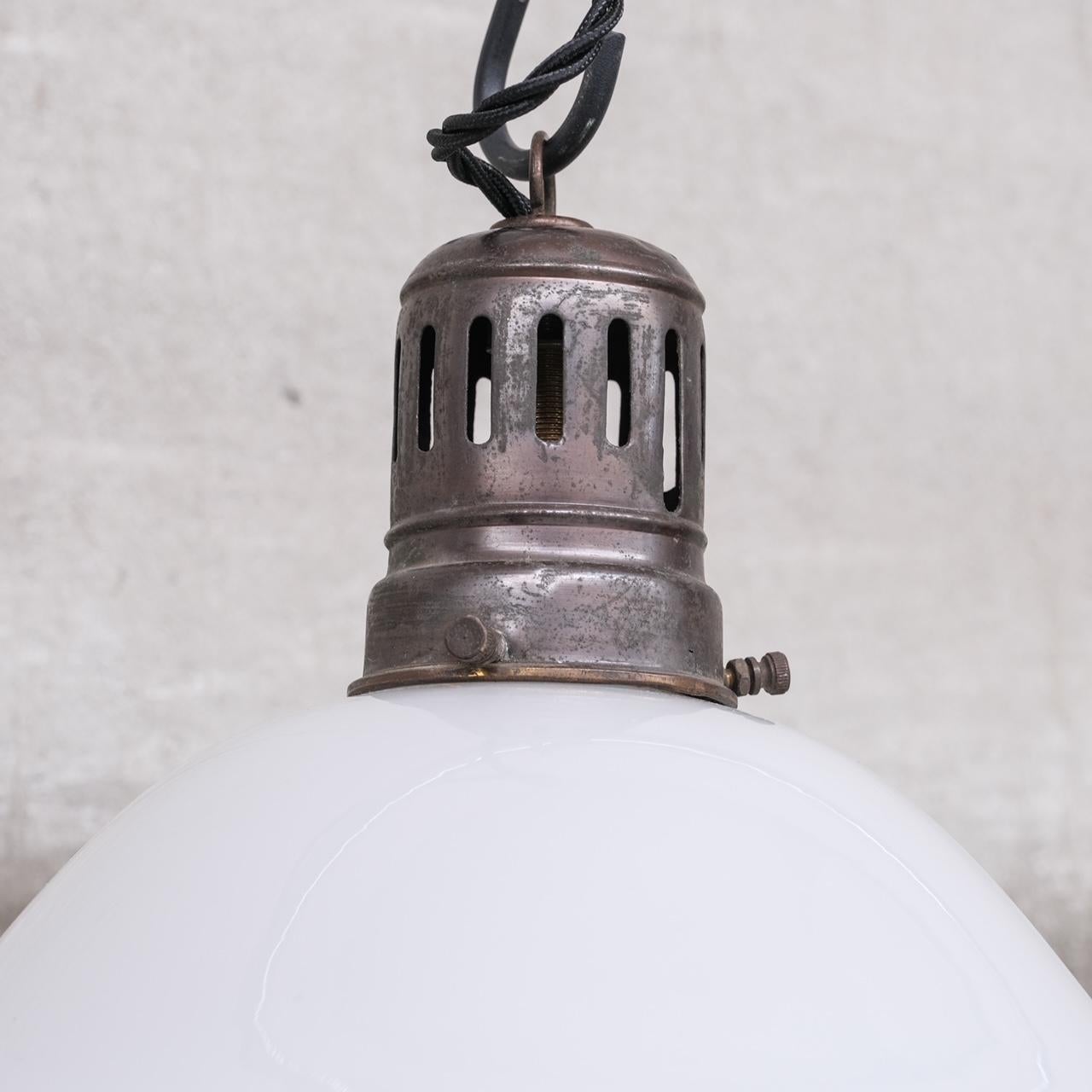 Antique French Two Tone Glass Pendant Light For Sale 2