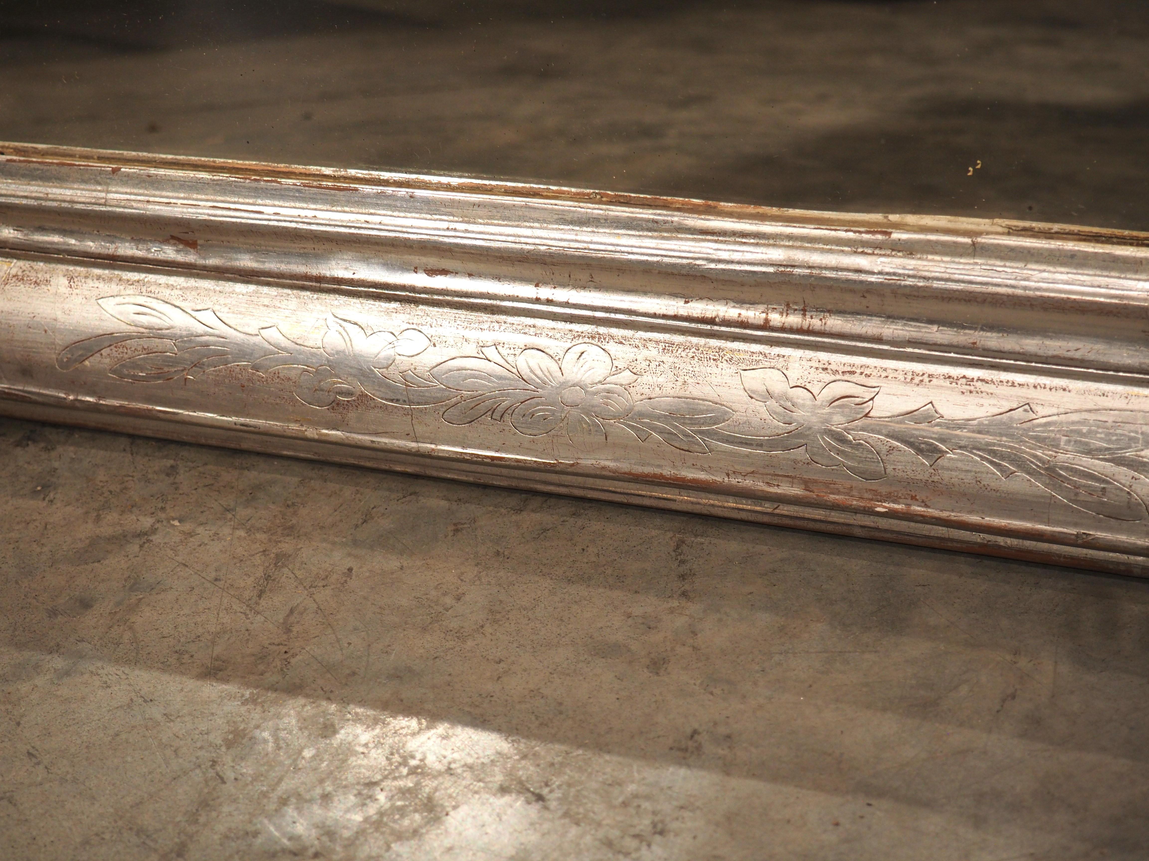 Antique Miroir Louis Philippe à feuilles d'argent bicolore, 19ème siècle 2