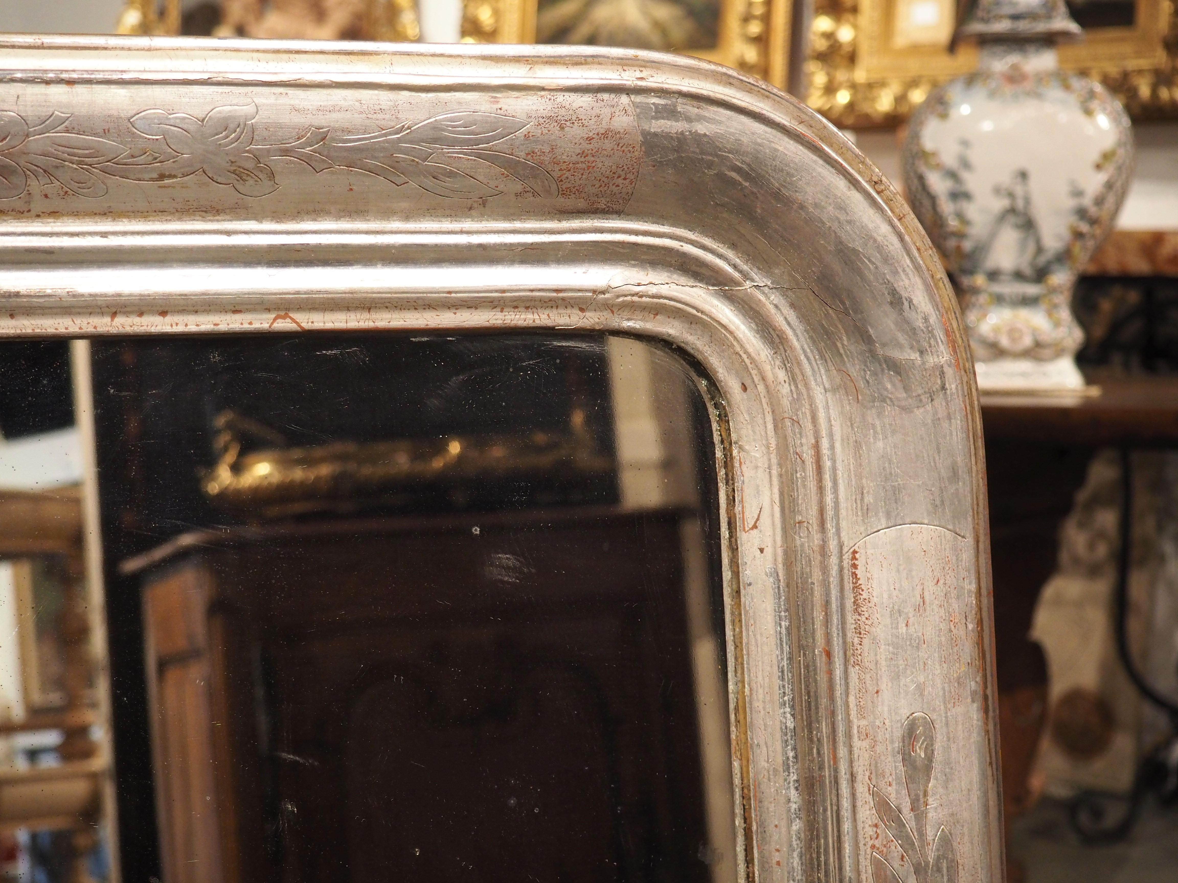 Antique French Two-Tone Silverleaf Louis Philippe Mirror, 19th Century 2