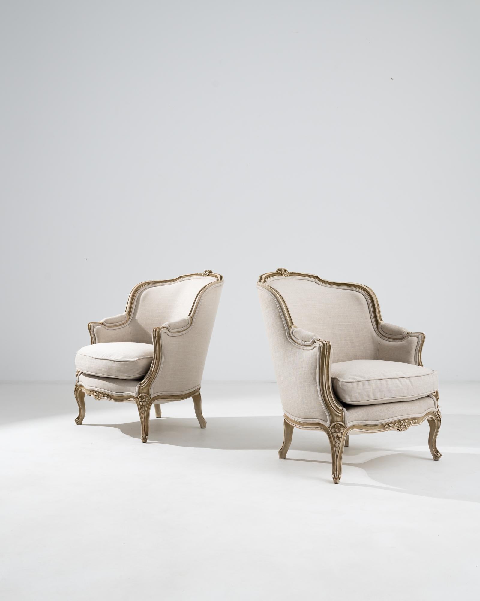 enclosed upholstered french armchair