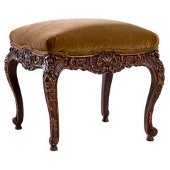 Antique French Upholstered Rococo Stool