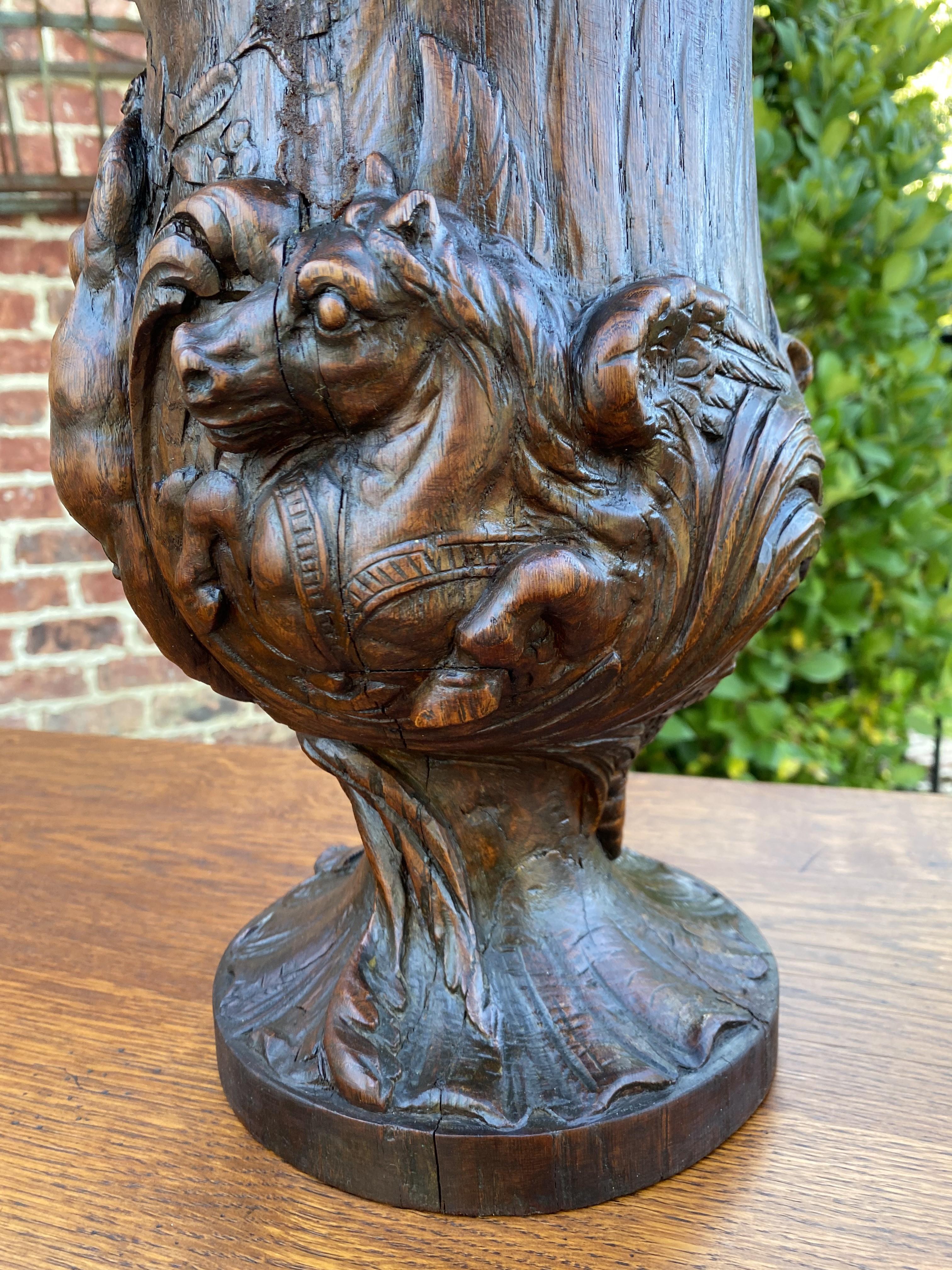19th Century Antique French Urn Vase Oak Cherubs Putti Highly Carved Hippocamp 19thC For Sale