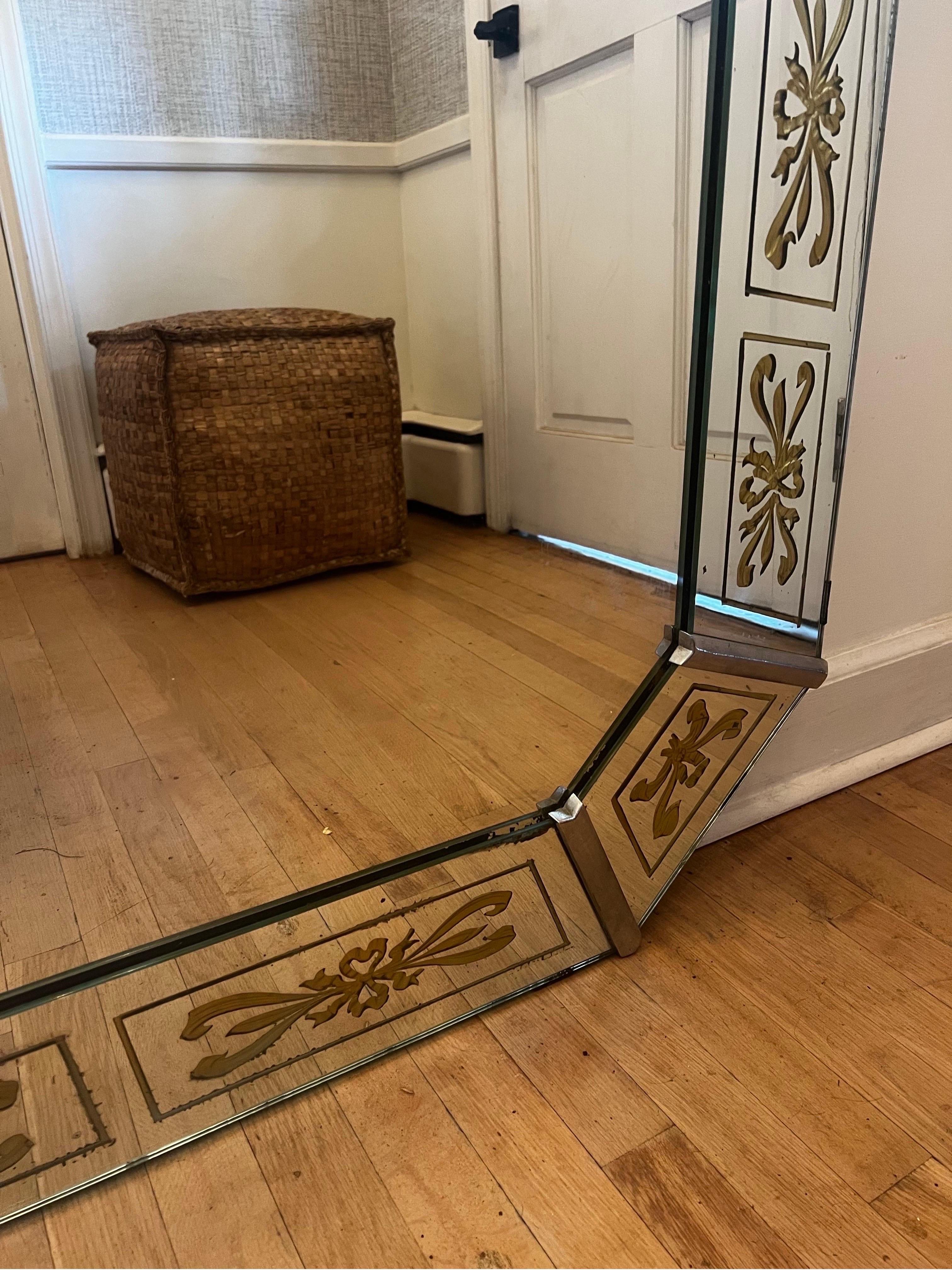 Antique French Venetian Mirror with Gold Details For Sale 5