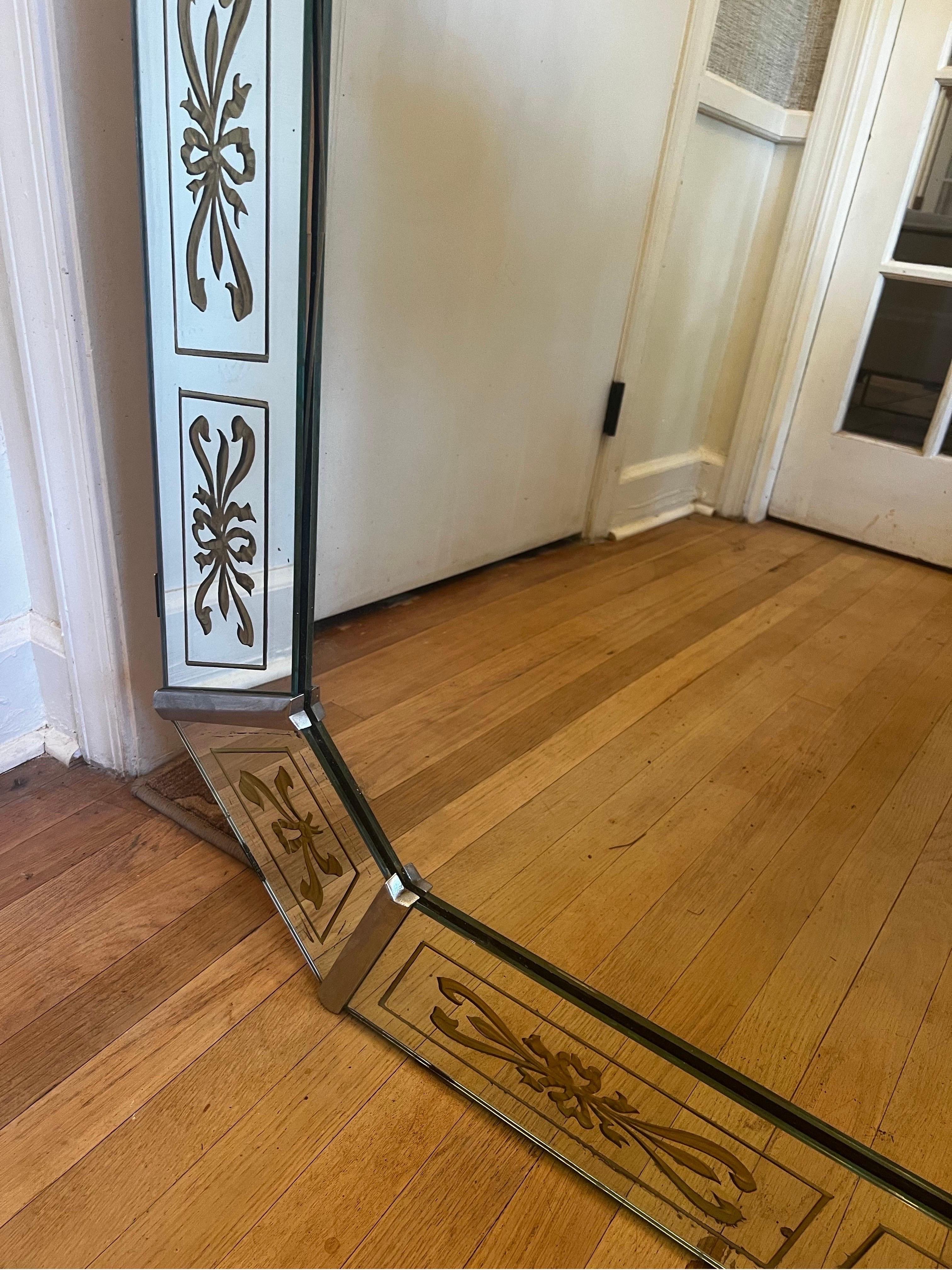 Antique French Venetian Mirror with Gold Details For Sale 6