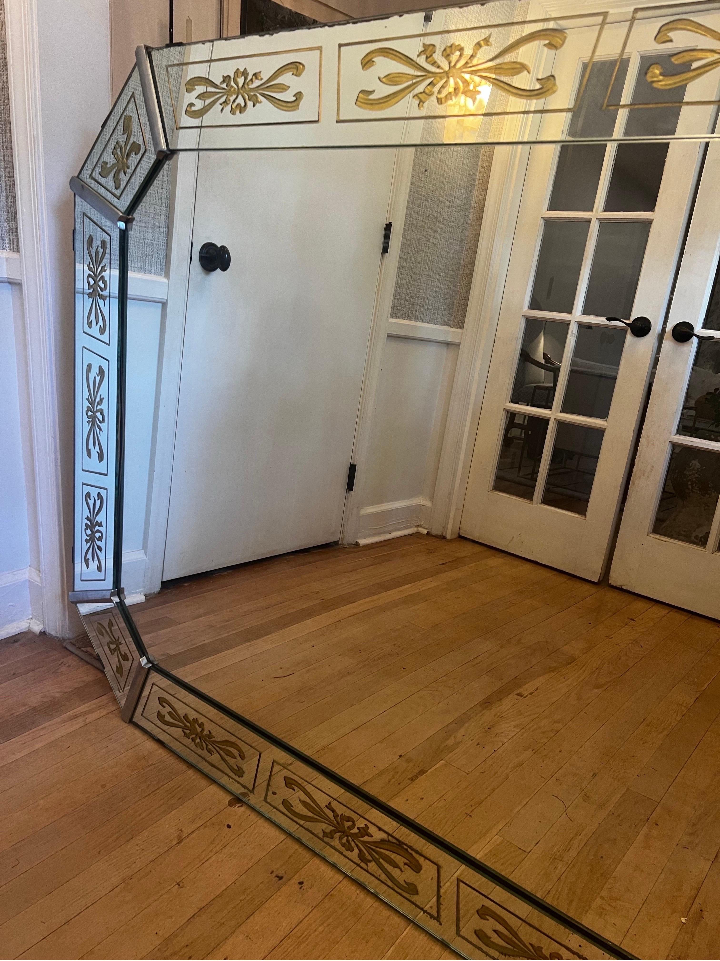 Antique French Venetian Mirror with Gold Details For Sale 8