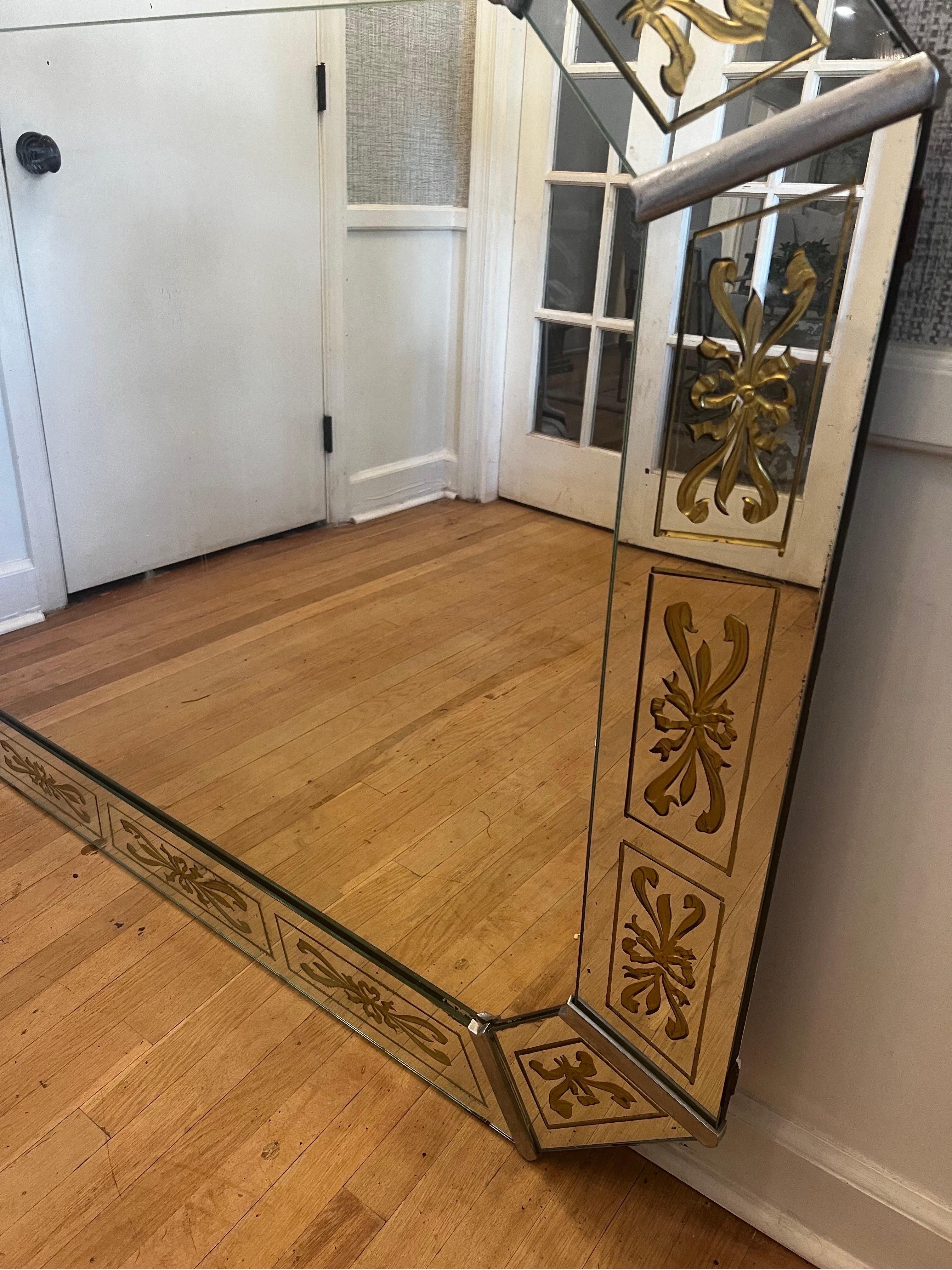 Antique French Venetian Mirror with Gold Details For Sale 11