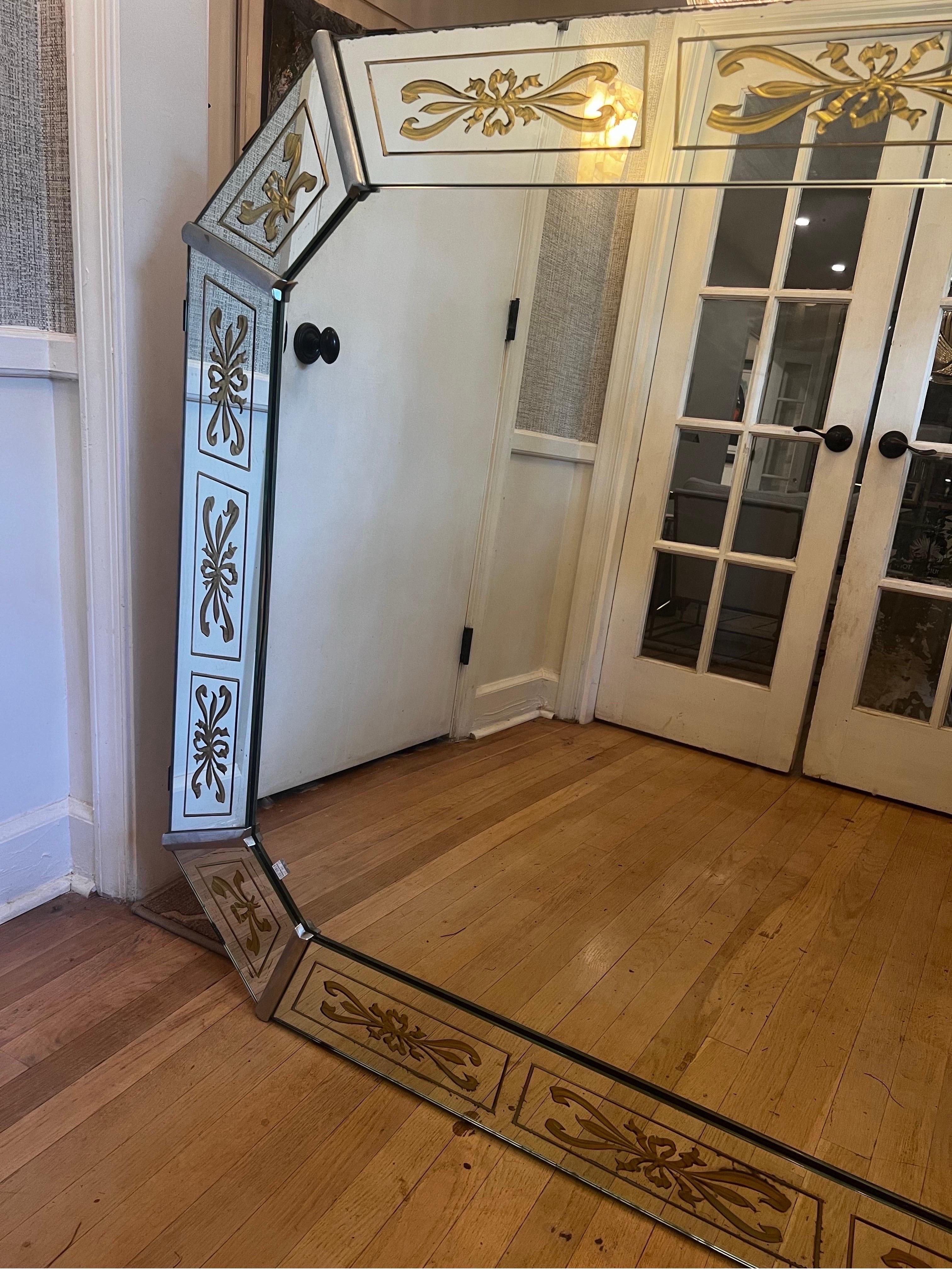 20th Century Antique French Venetian Mirror with Gold Details For Sale