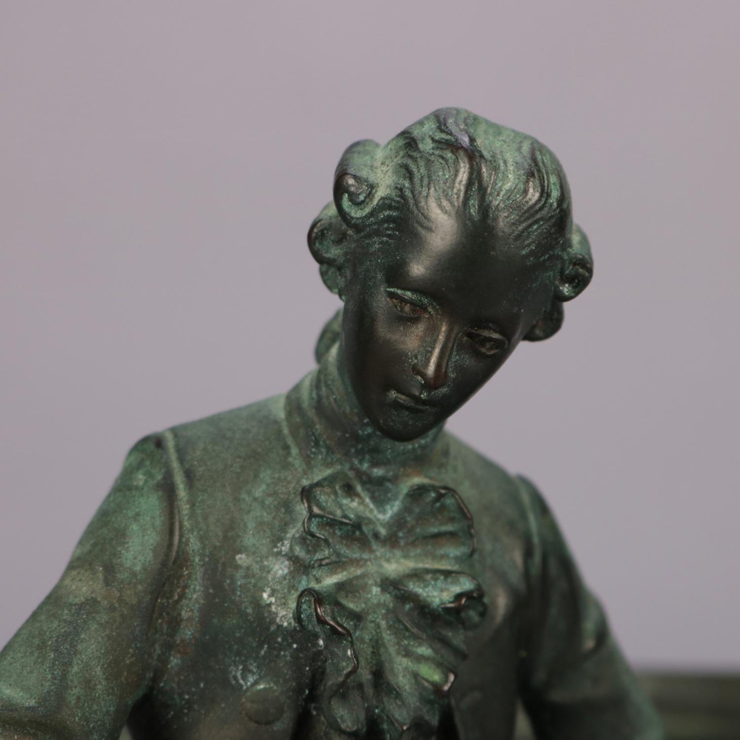 19th Century Antique French Verdigris Bronze Figural by Rd. Rivex, Artist & Portfolio