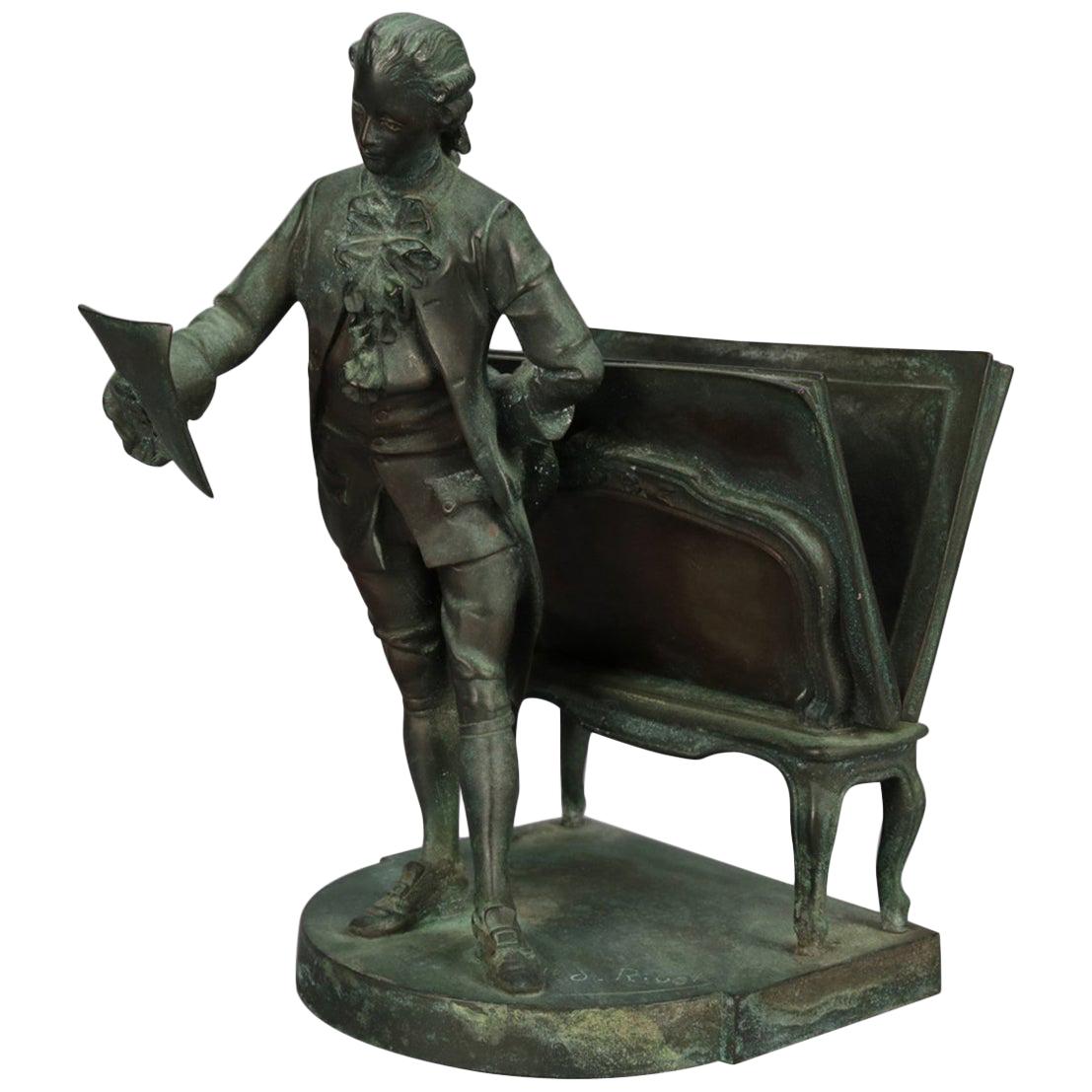Antique French Verdigris Bronze Figural by Rd. Rivex, Artist & Portfolio