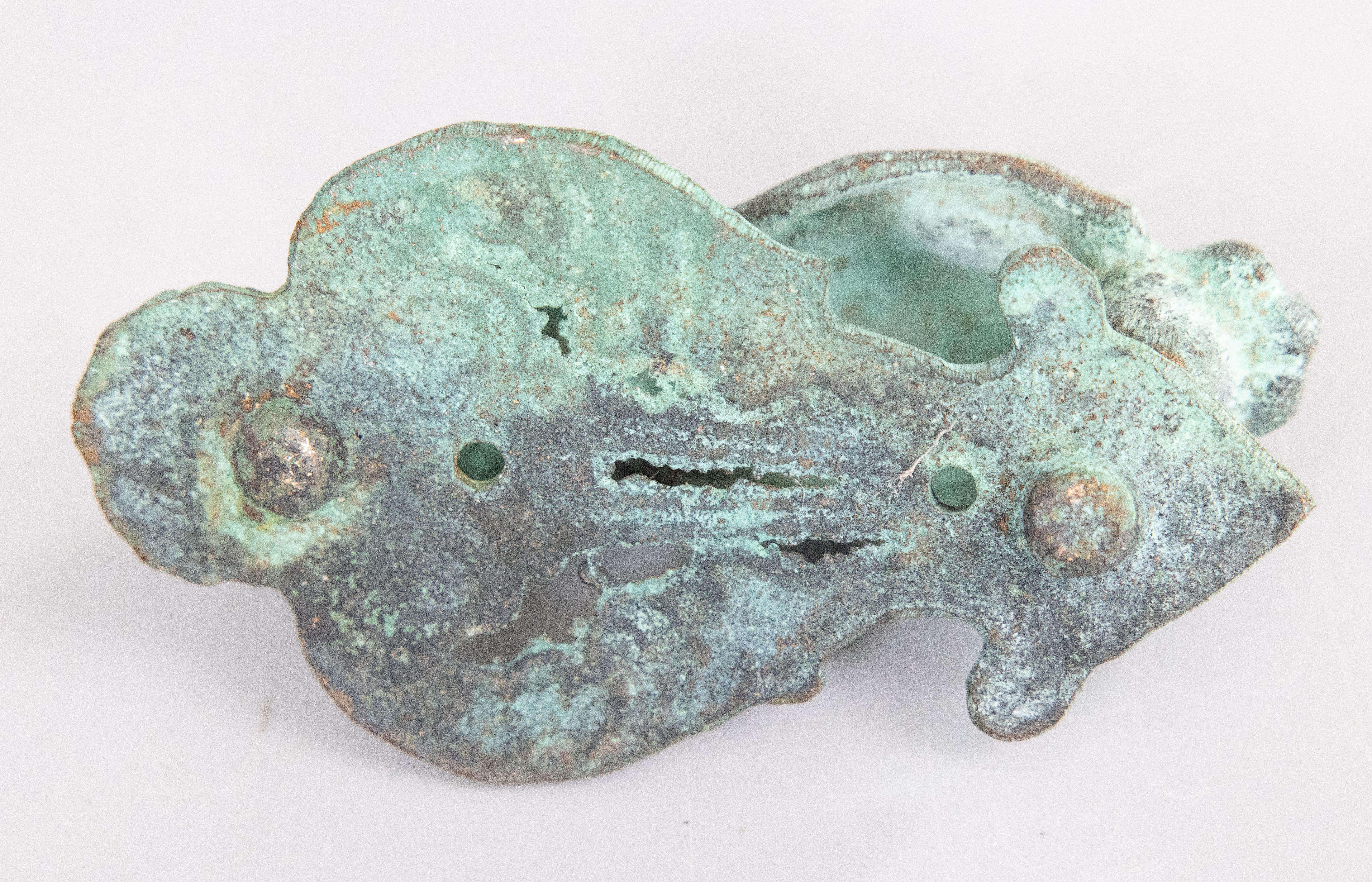 Antique French Verdigris Cast Iron Hand Door Knocker, circa 1900 For Sale 1