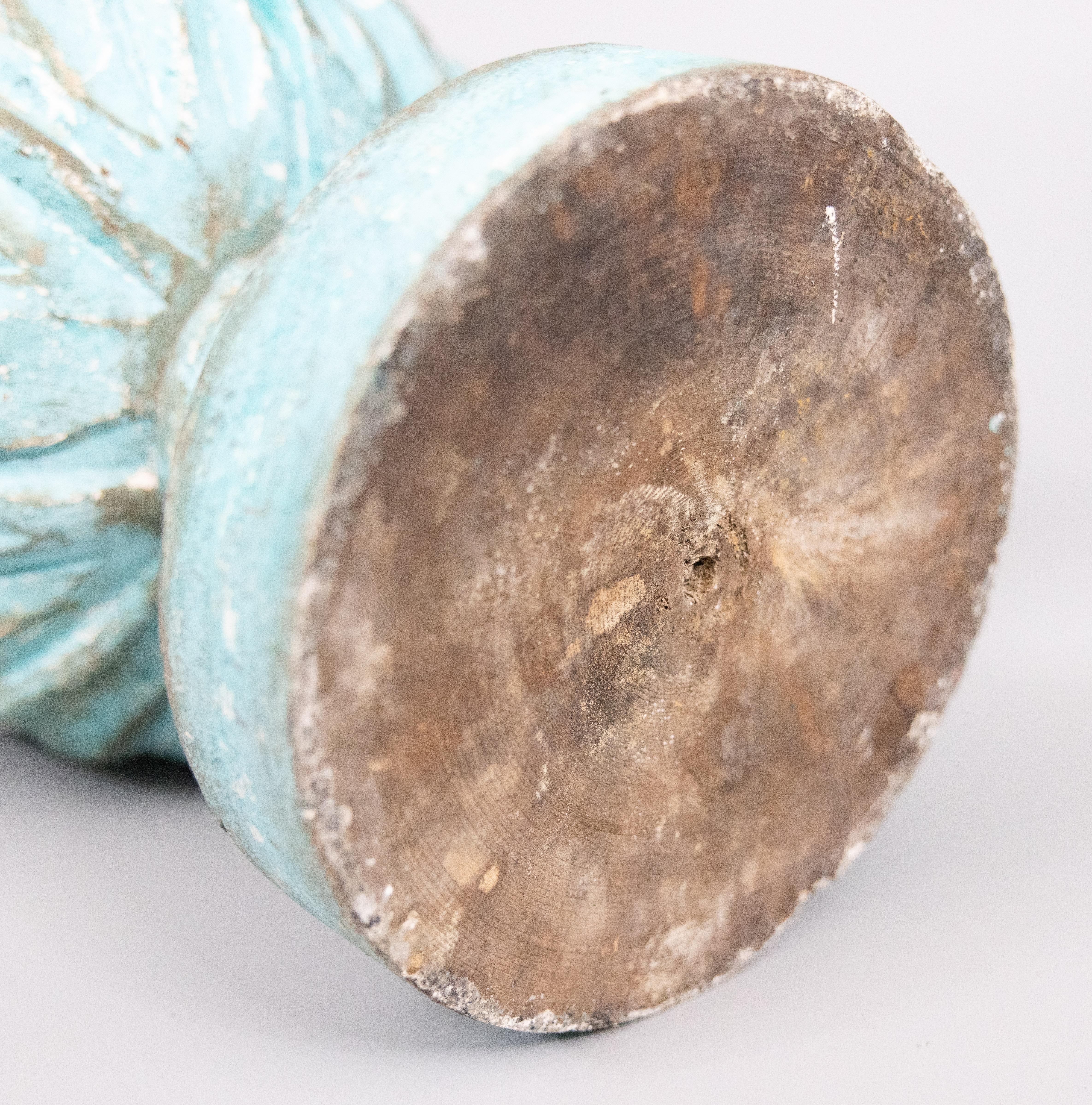 20ième siècle Jardinière française ancienne en bois peint en vert-de-gris en vente