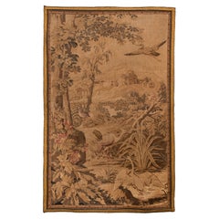 Antique French Verdure Tapestry with Birds and Countryside Landscape