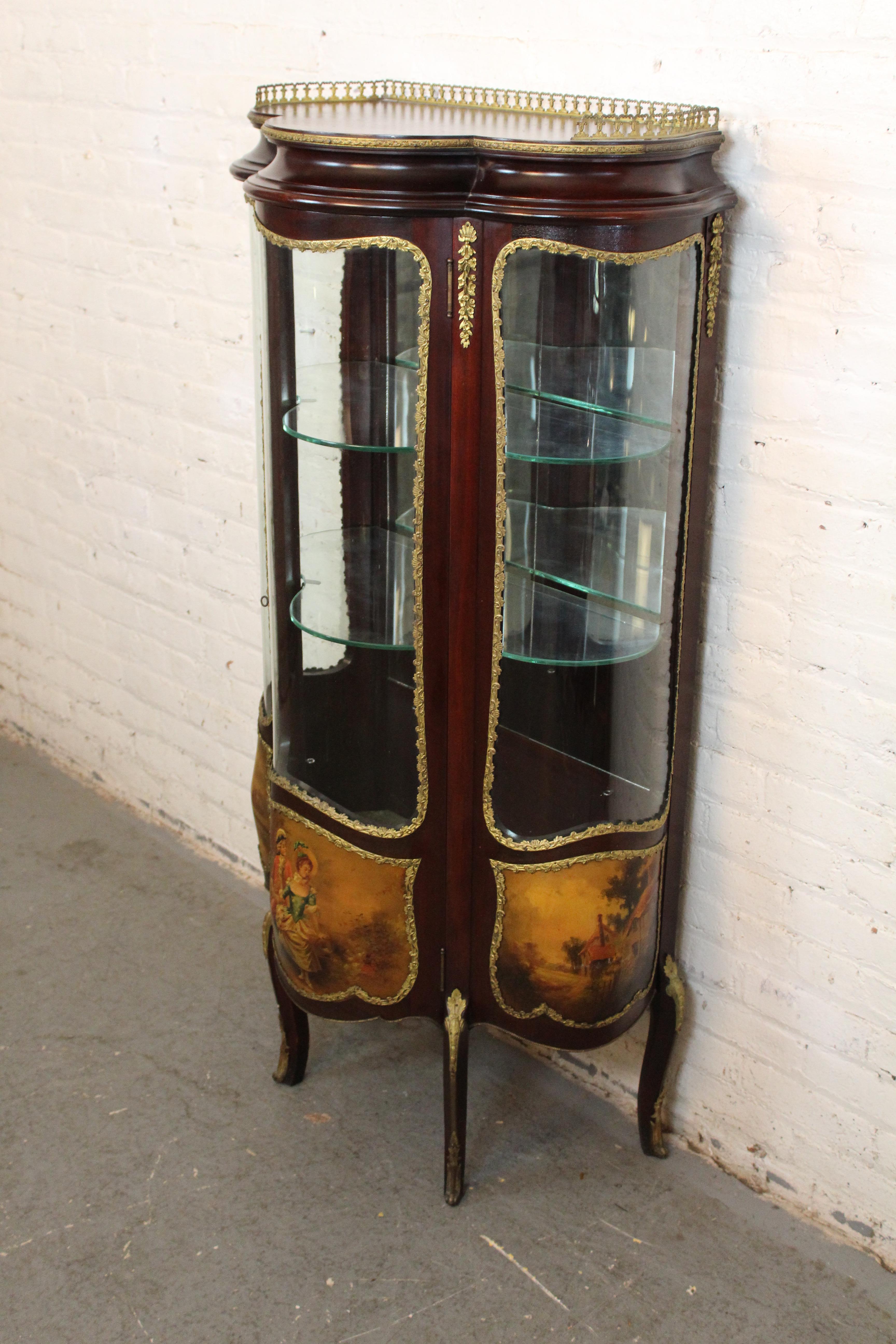 Antique French Vernis Martin Bombe Vitrine In Good Condition For Sale In Brooklyn, NY