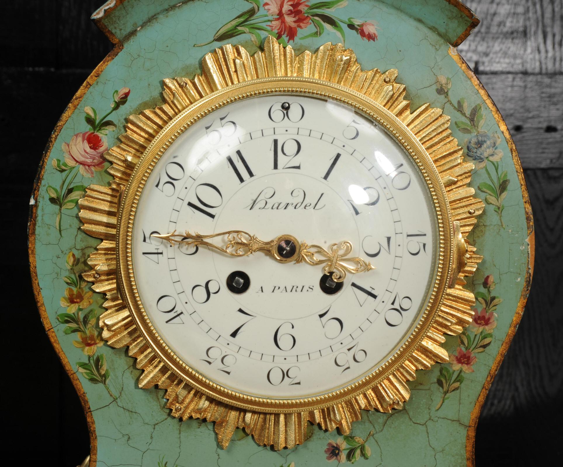 Antique French Vernis Martin Lacquer Clock - Eau de Nil 4