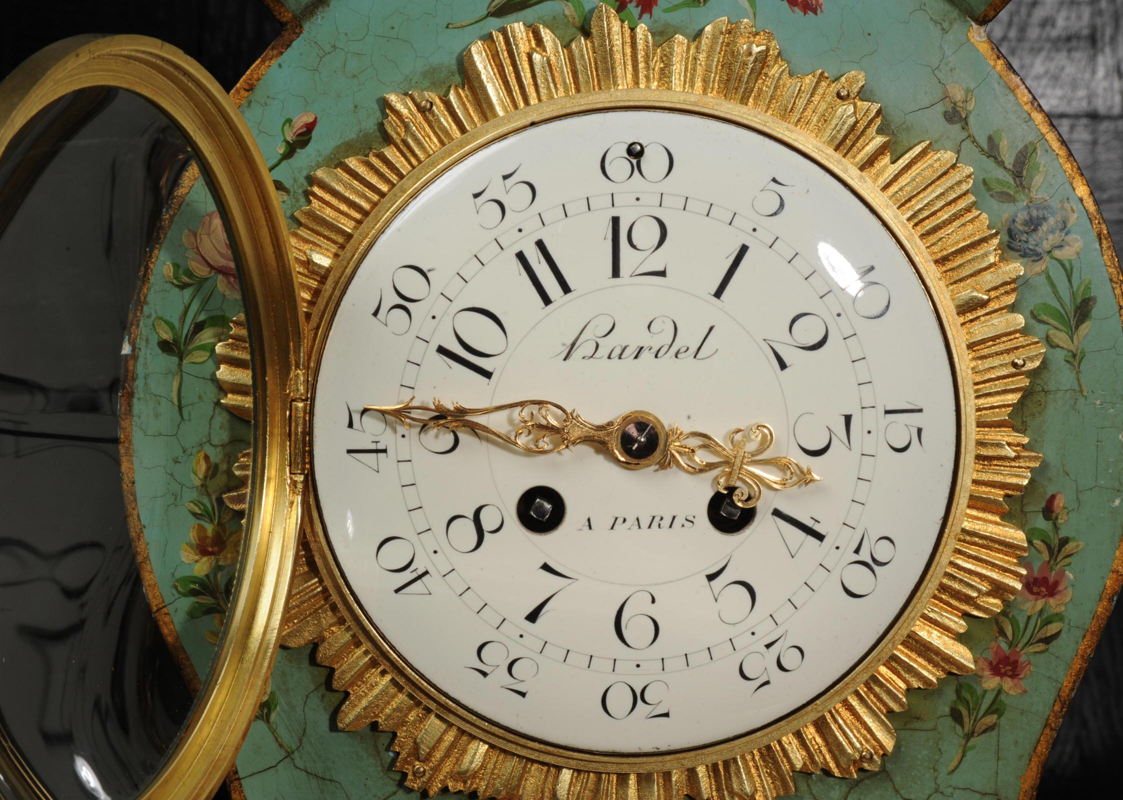 Antique French Vernis Martin Lacquer Clock - Eau de Nil 5