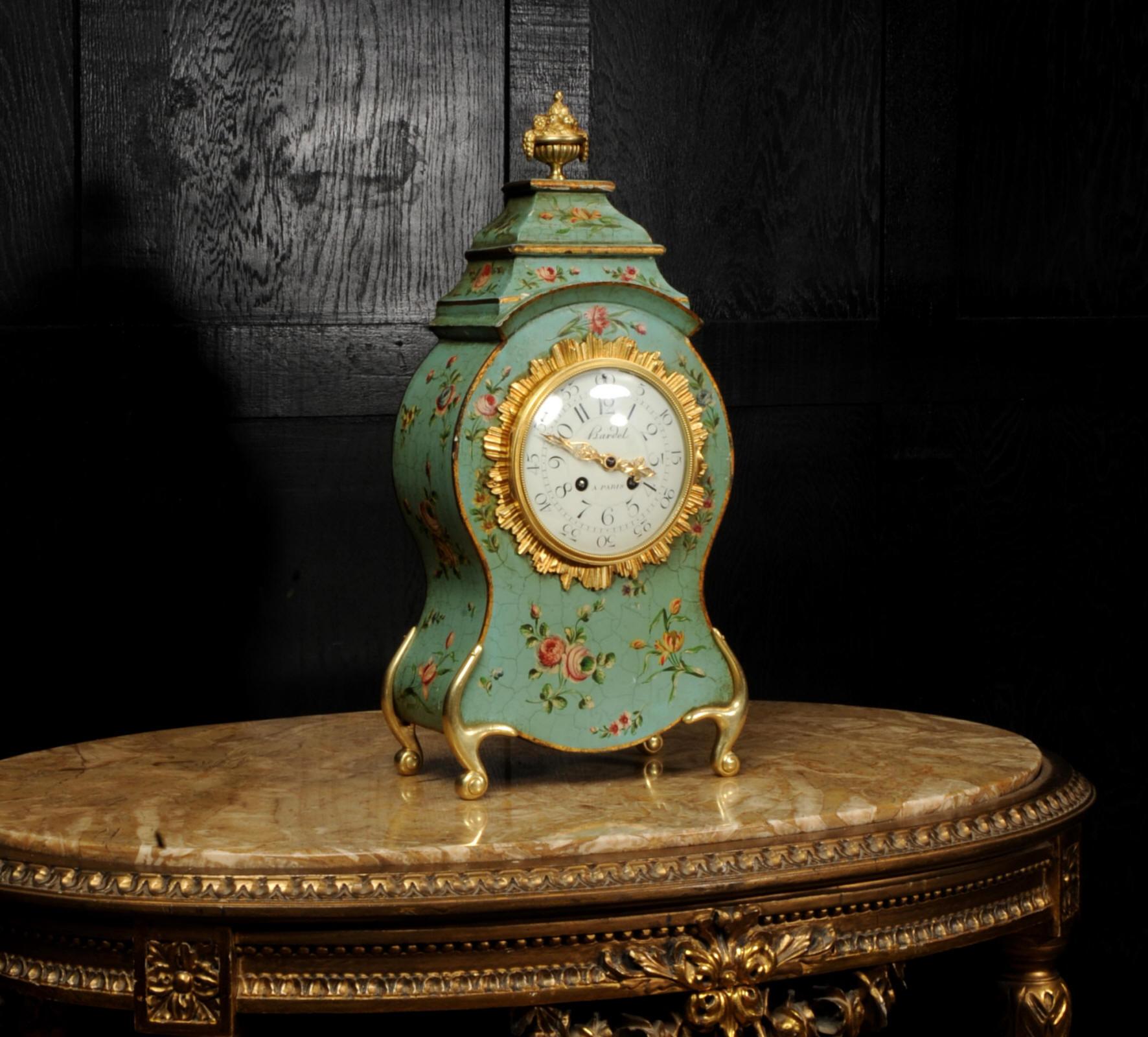 Ormolu Antique French Vernis Martin Lacquer Clock - Eau de Nil