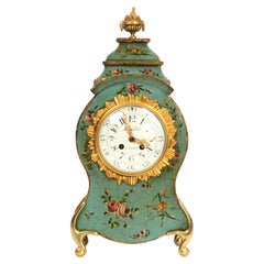 Antique French Vernis Martin Lacquer Clock - Eau de Nil