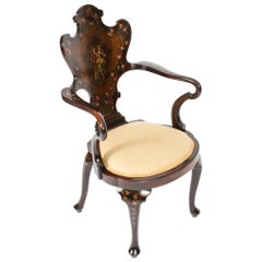Antiker französischer Vernis Martin Salon Offener Sessel Druce & Co, 19. Jahrhundert
