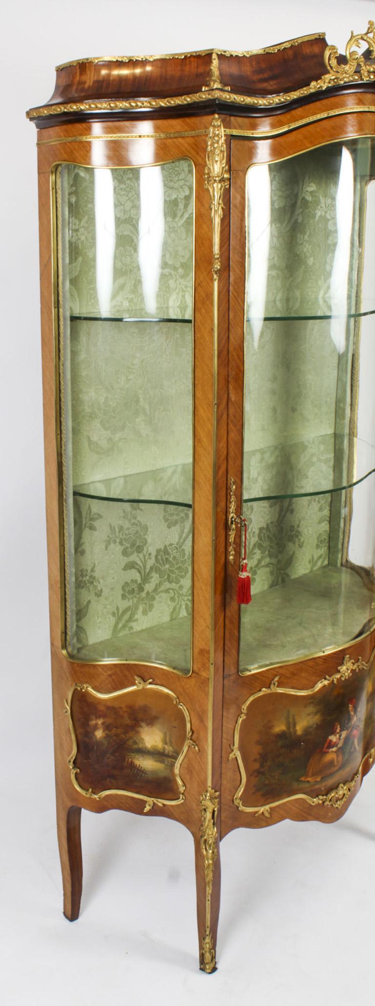 Antique French Vernis Martin Vitrine Display Cabinet 19th Century 14