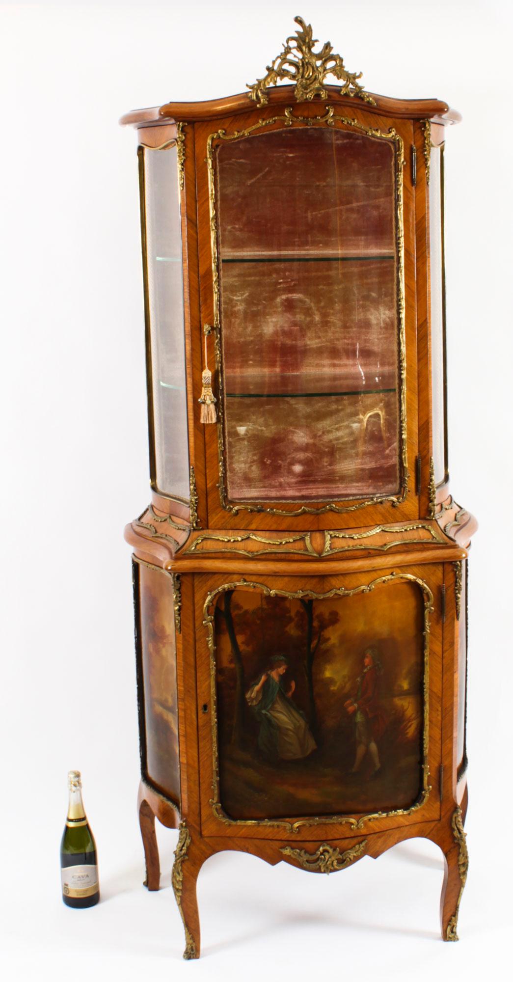 Antique French Vernis Martin Vitrine Display Cabinet 19th C For Sale 14