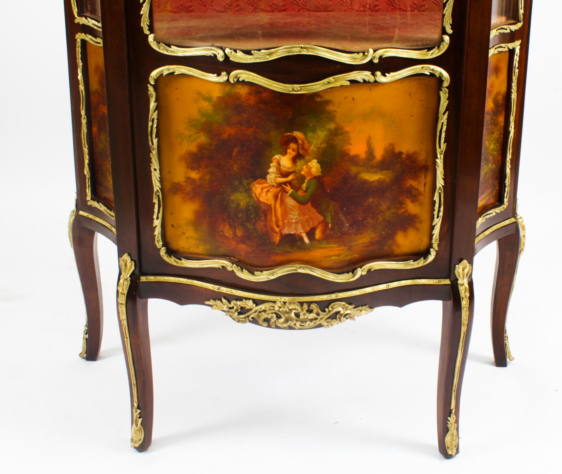 Hand-Painted Antique French Vernis Martin Vitrine Display Cabinet 19th C For Sale