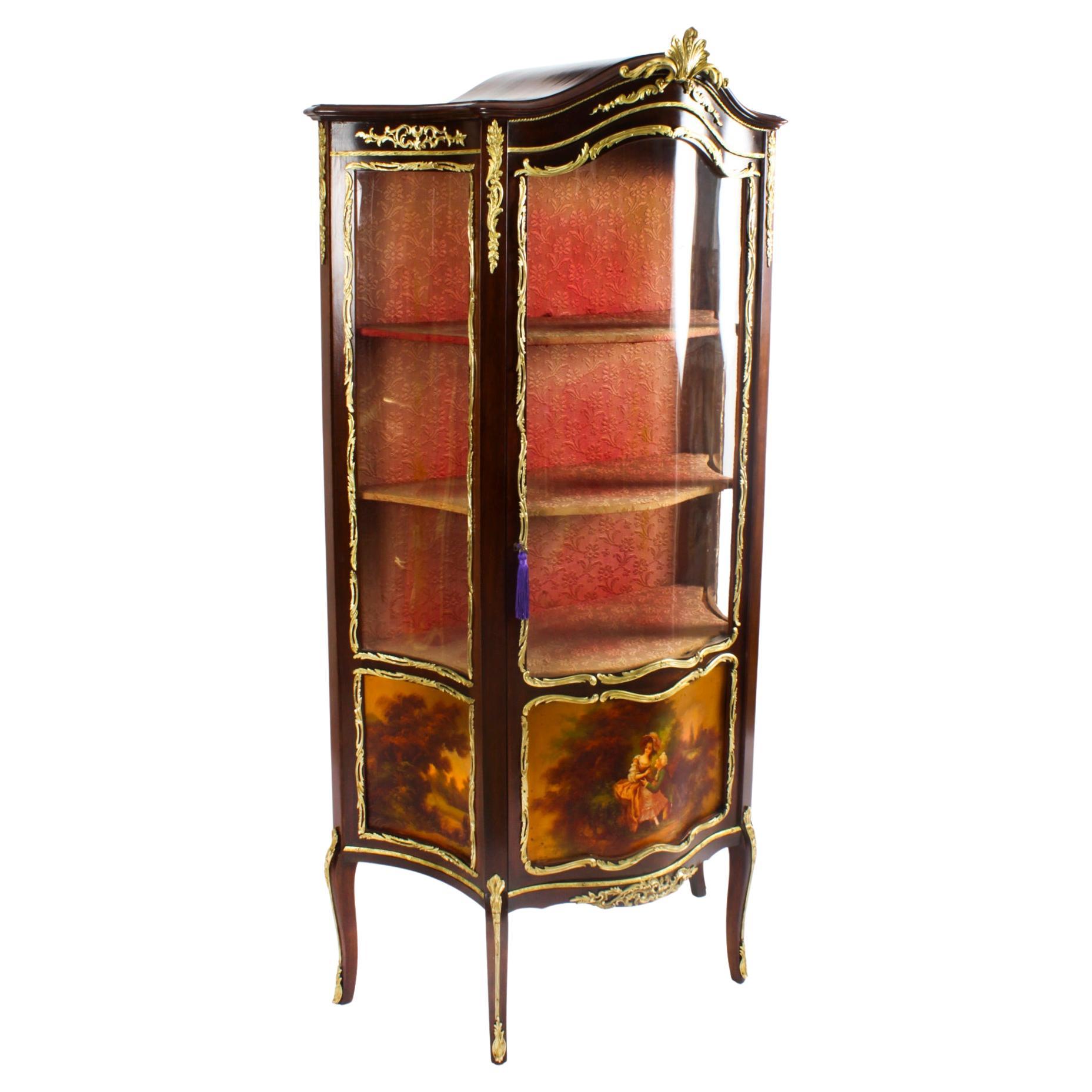 Antique French Vernis Martin Vitrine Display Cabinet 19th C For Sale