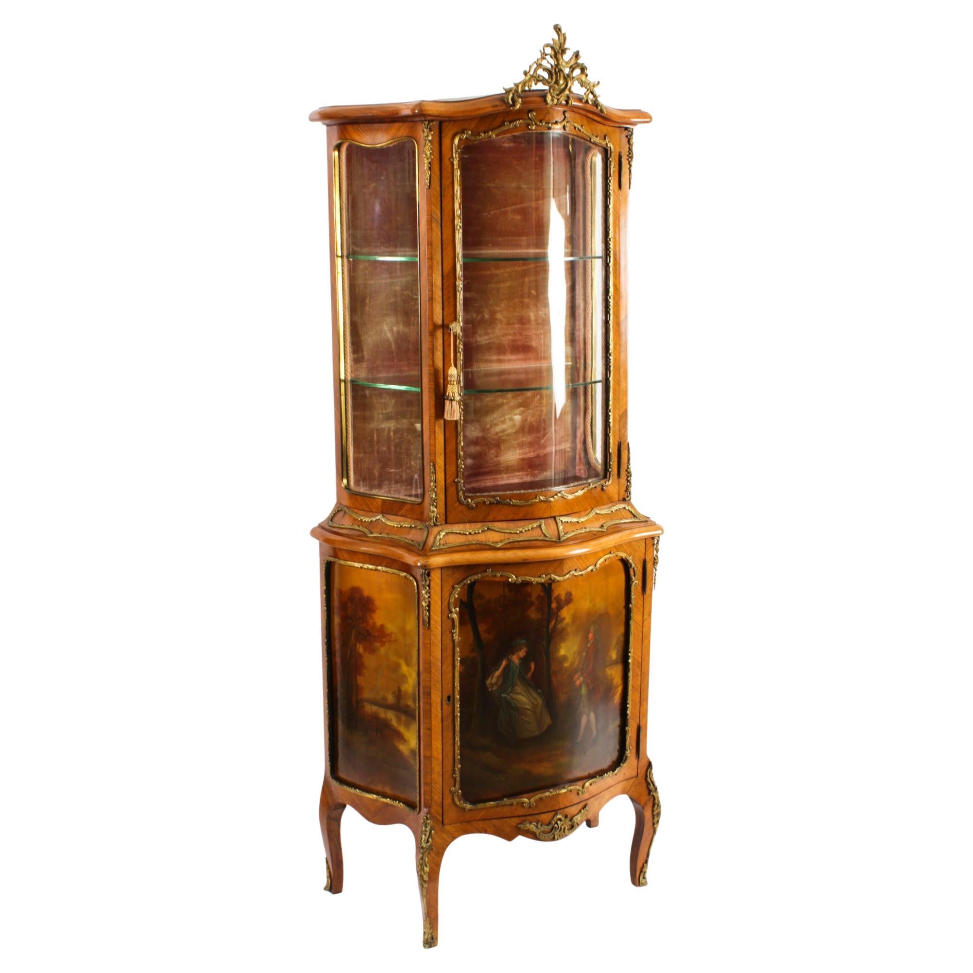 Antique French Vernis Martin Vitrine Display Cabinet 19th C For Sale