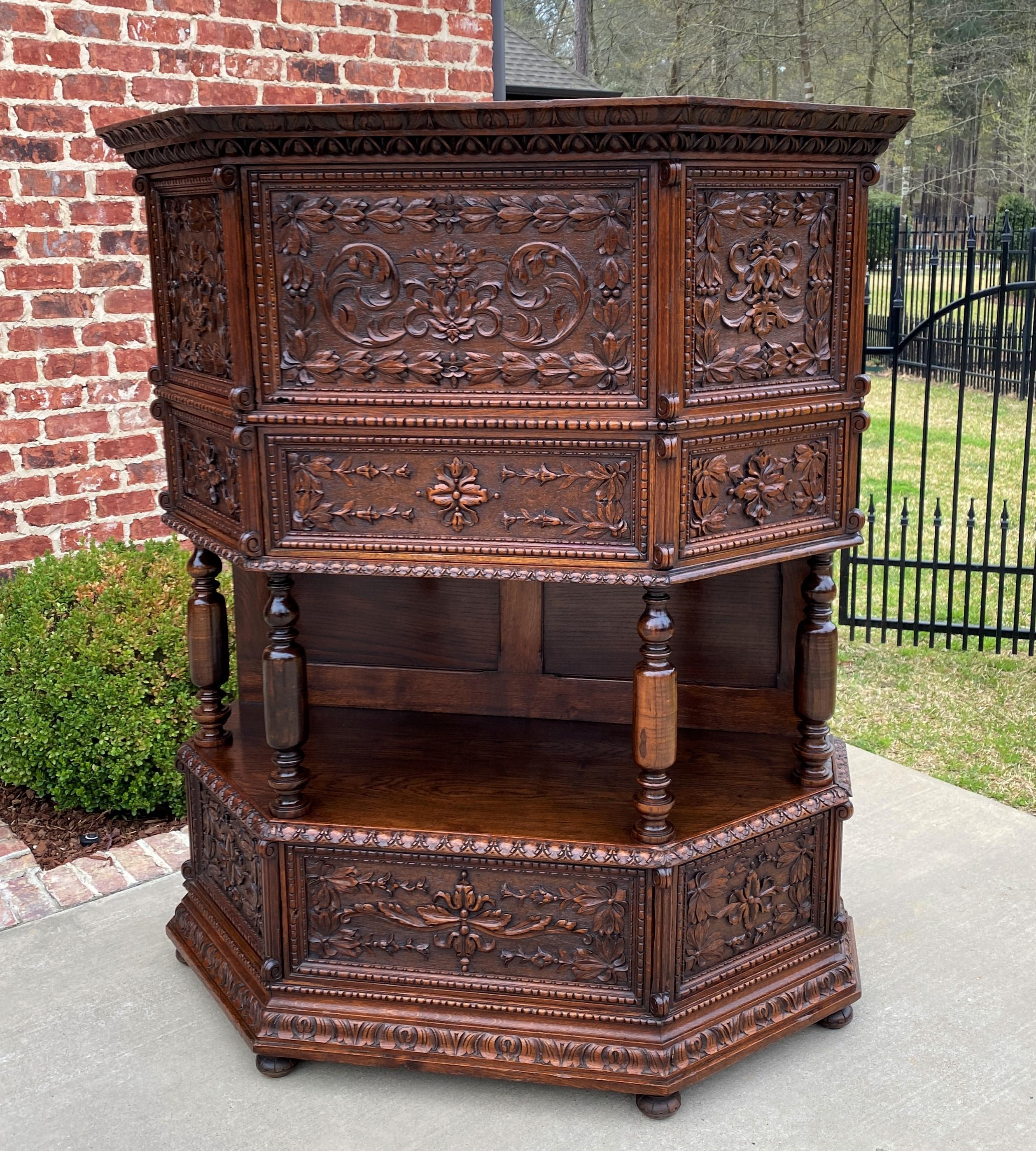 Antique French Carved Oak Gothic Sacristy Vestry Altar Wine Bar Cabinet~~c. 1880s 

In 18th and 19th century Europe, sacristy or vestment cabinets were used to store liturgical garments, robes, wine and other articles associated primarily with the