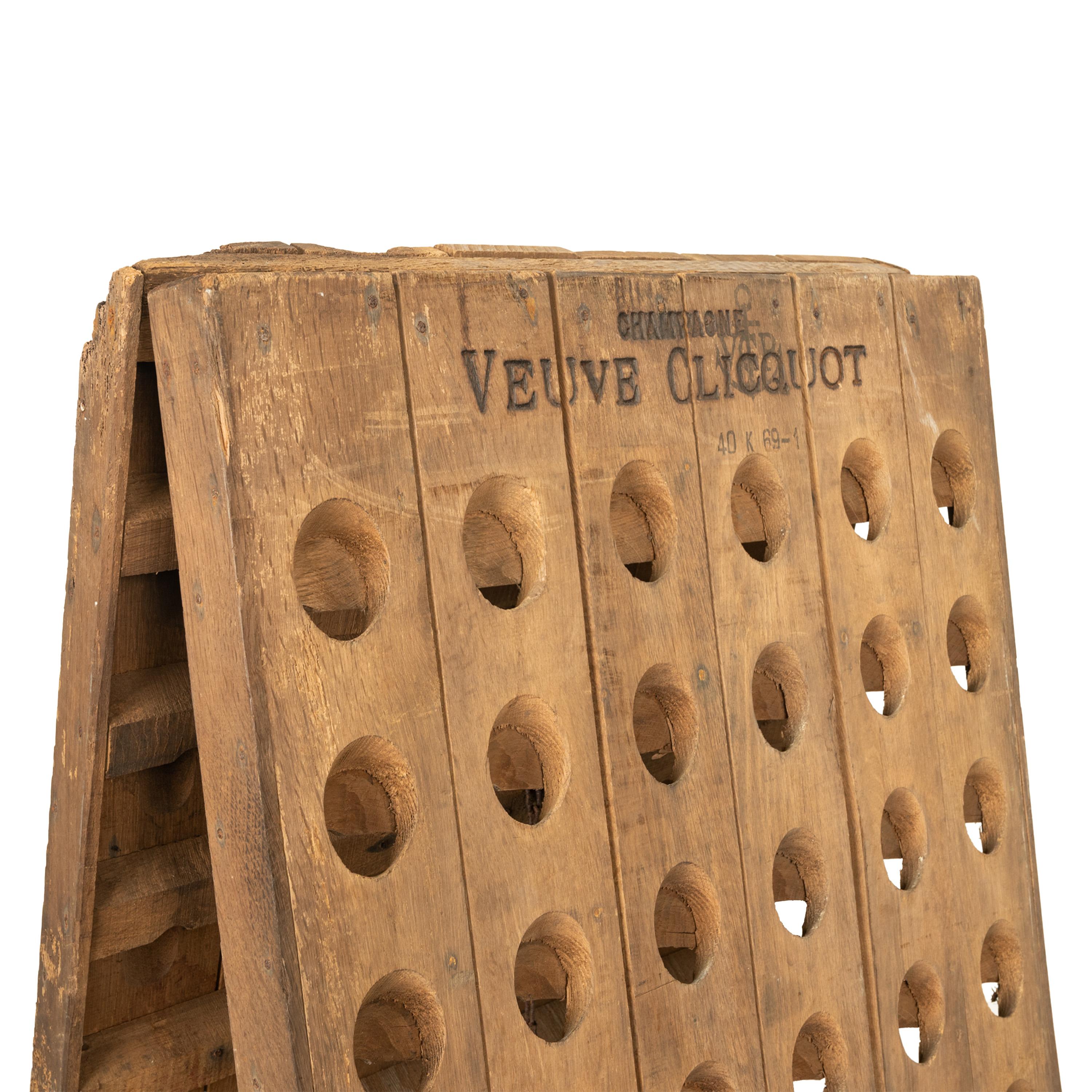 French Provincial Antique French Veuve Clicquot Champagne Wine 120 Bottle Oak Riddling Rack 1869 For Sale