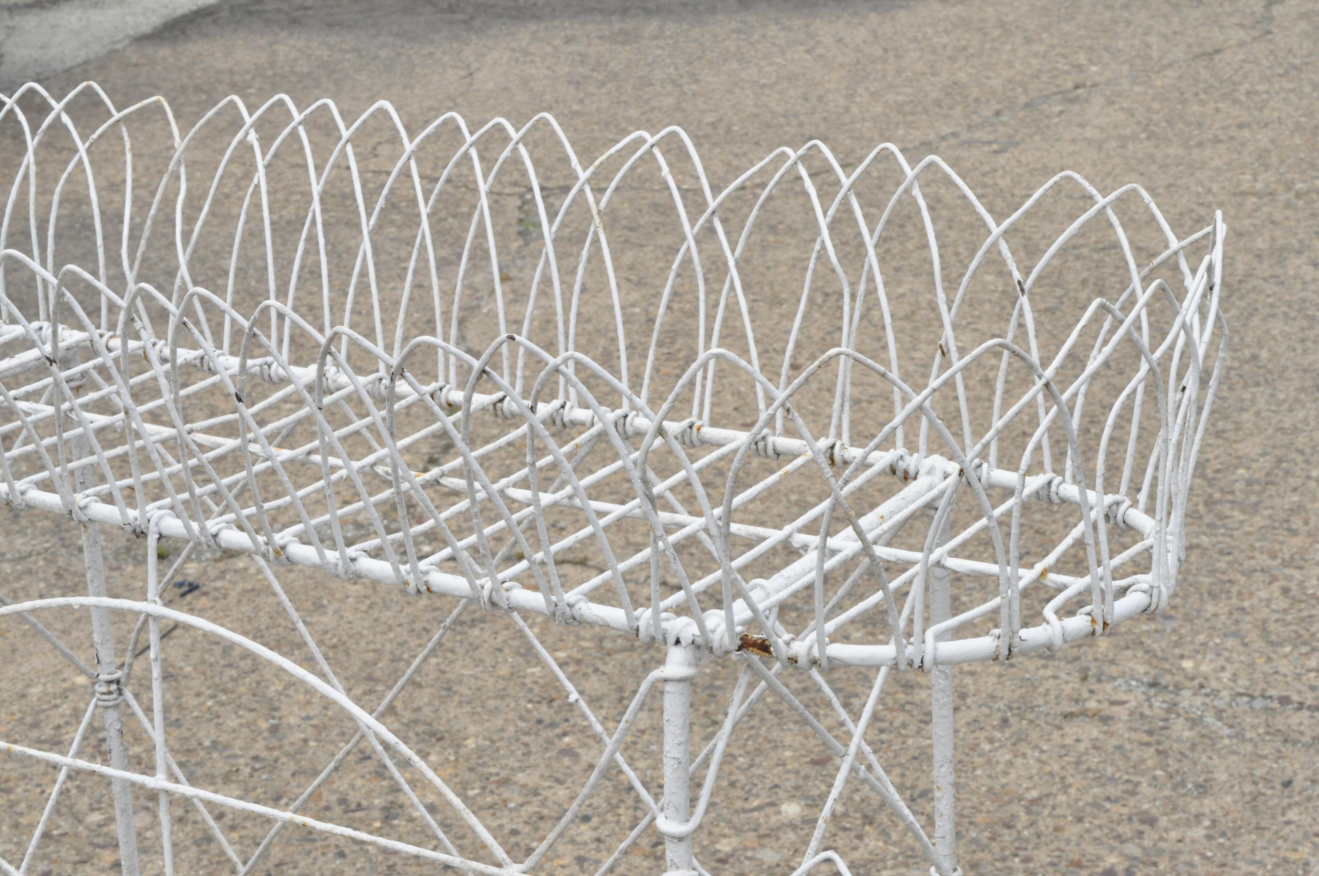 19th Century Antique French Victorian 3-Tier White Iron Wire Metal Planter Plant Stand