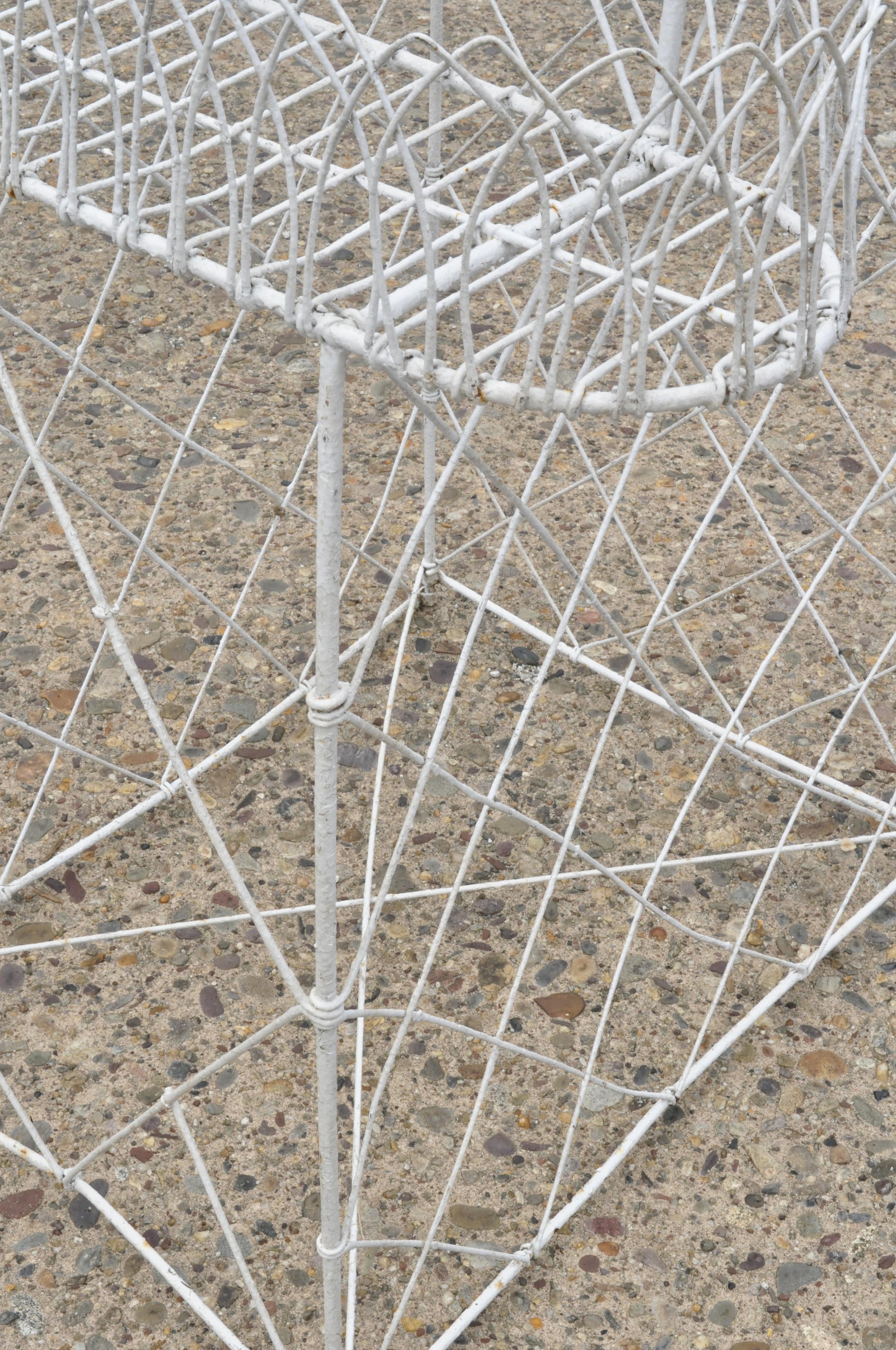 Wrought Iron Antique French Victorian 3-Tier White Iron Wire Metal Planter Plant Stand