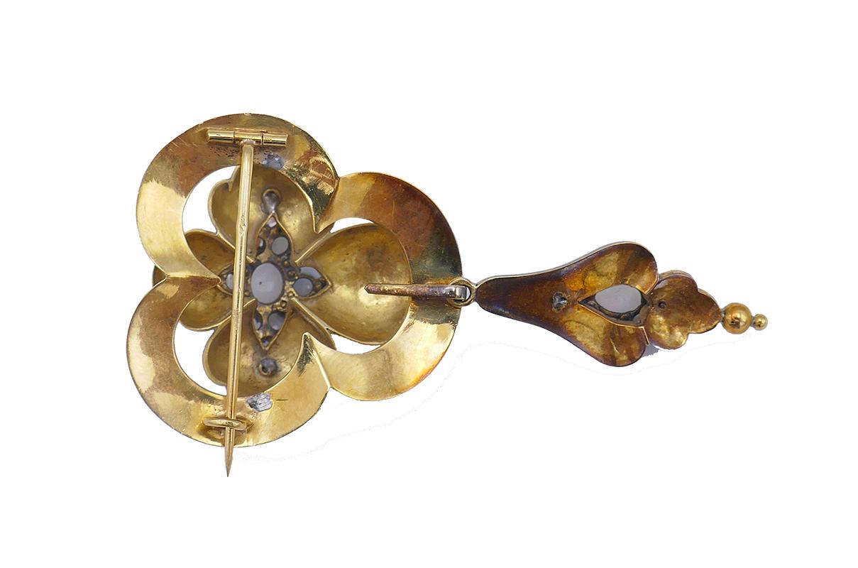 Antique French Victorian Bracelet Earrings Brooch 18k Gold by Antoine Barrière For Sale 2