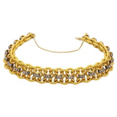 Bracelet victorien français ancien en or jaune 18 carats avec diamants taillés en rose