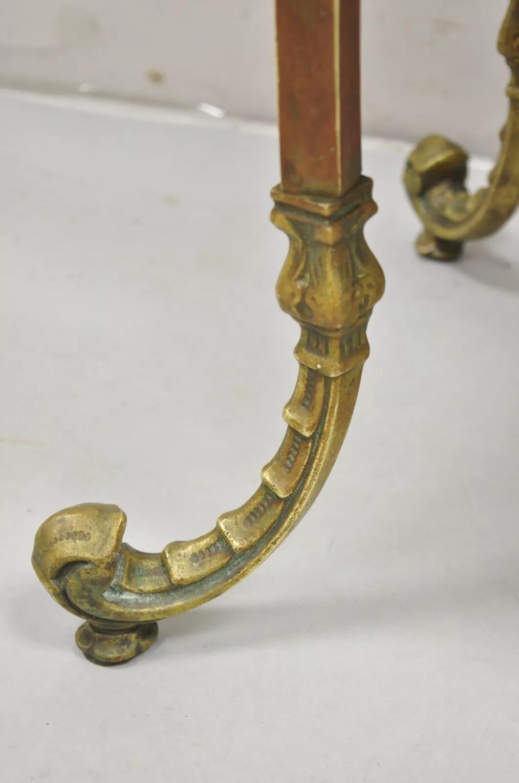 Antique French Victorian Bronce 2 Tier Onyx Stone Plant Stand Mesa de centro en venta 2