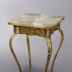 Antique French Victorian Bronze and Green Onyx Fern Stand, circa 1890