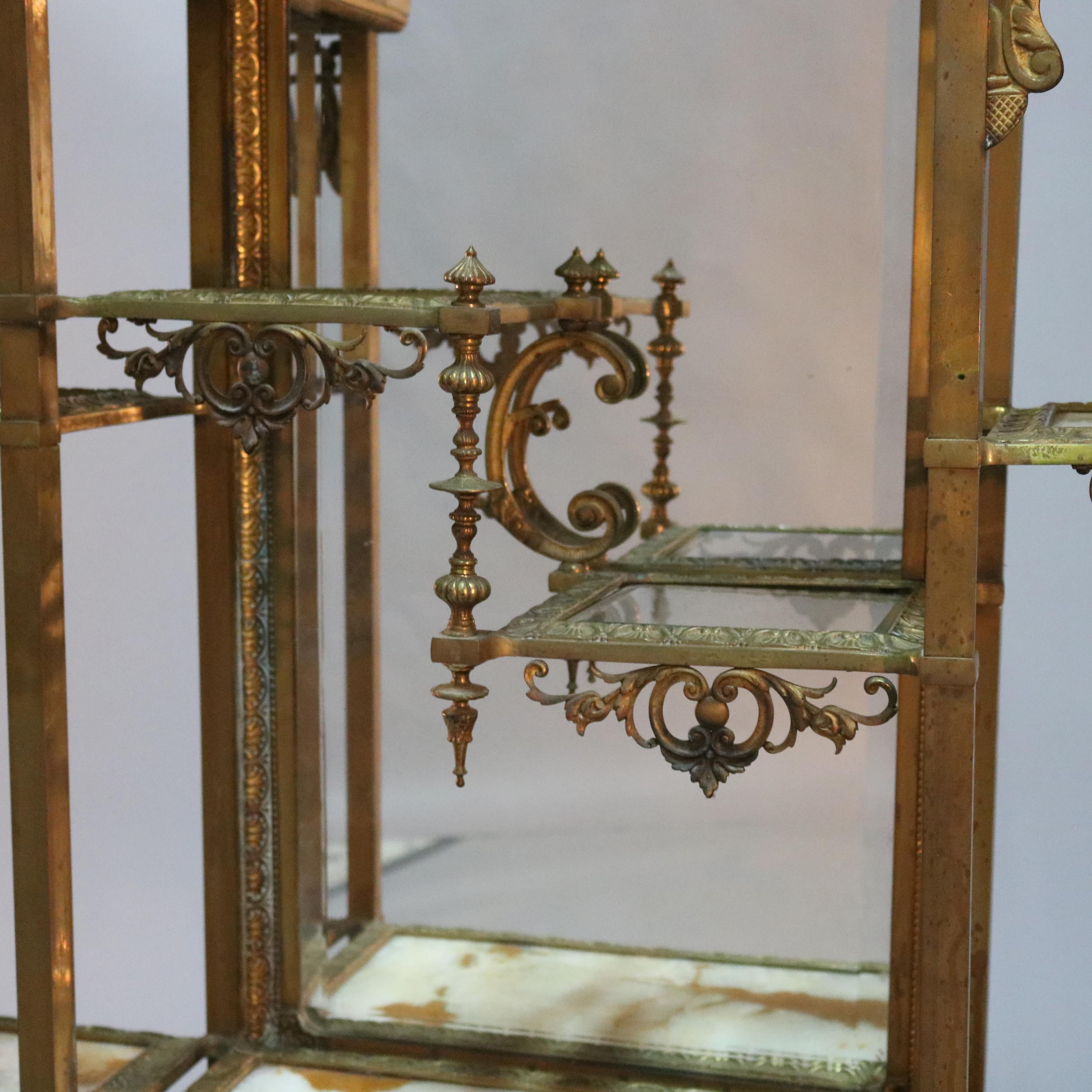 Antique French Victorian Bronze and Onyx Mirrored Étagère, circa 1880 3
