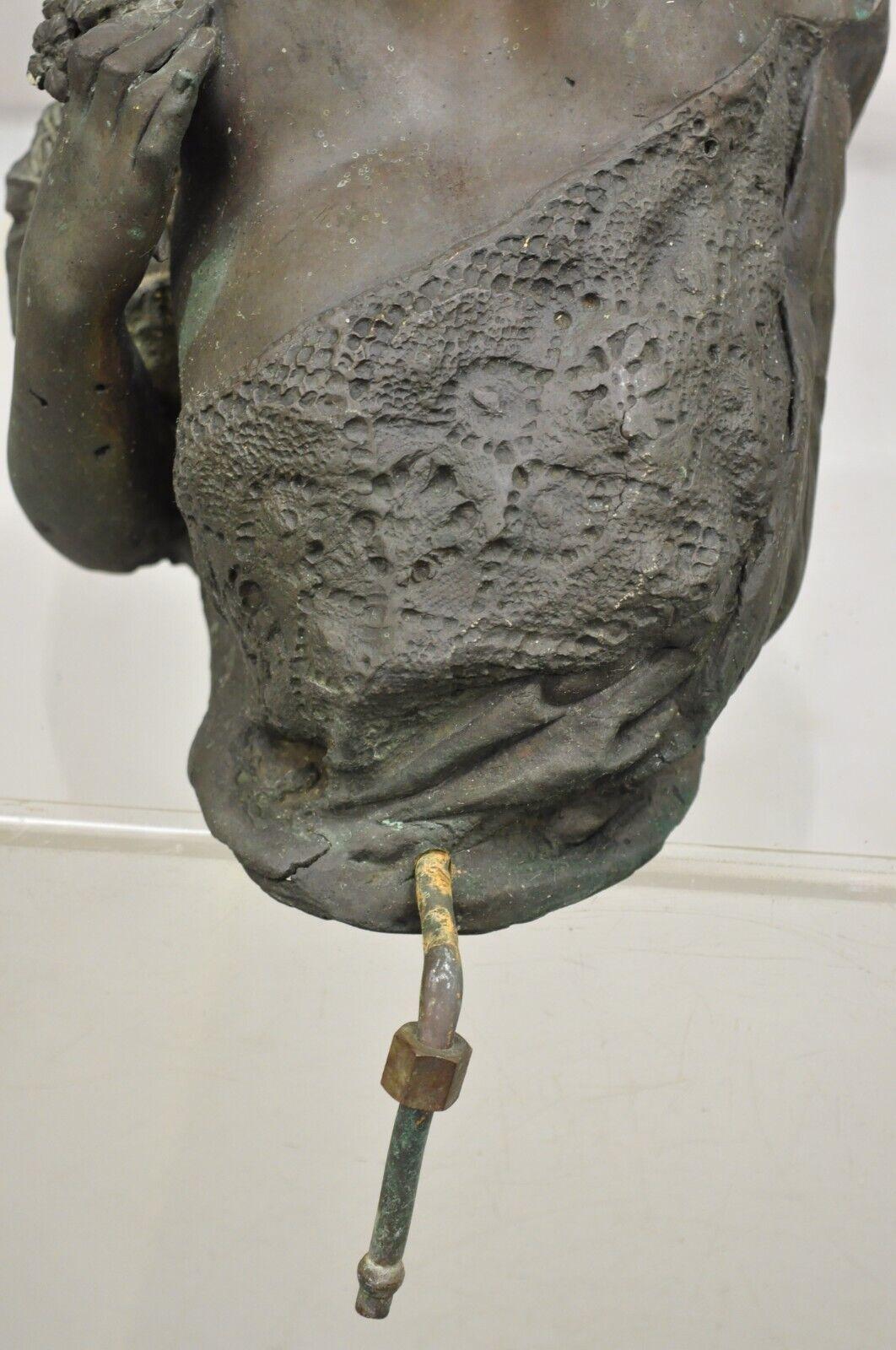 Antique French Victorian Busto femenino de bronce Fuente de agua de jardín montada en la pared en venta 5