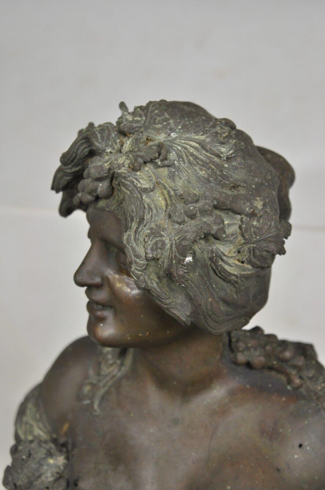 Fontaine à eau de jardin murale, buste de femme en bronze, ancienne, française et victorienne en vente 1